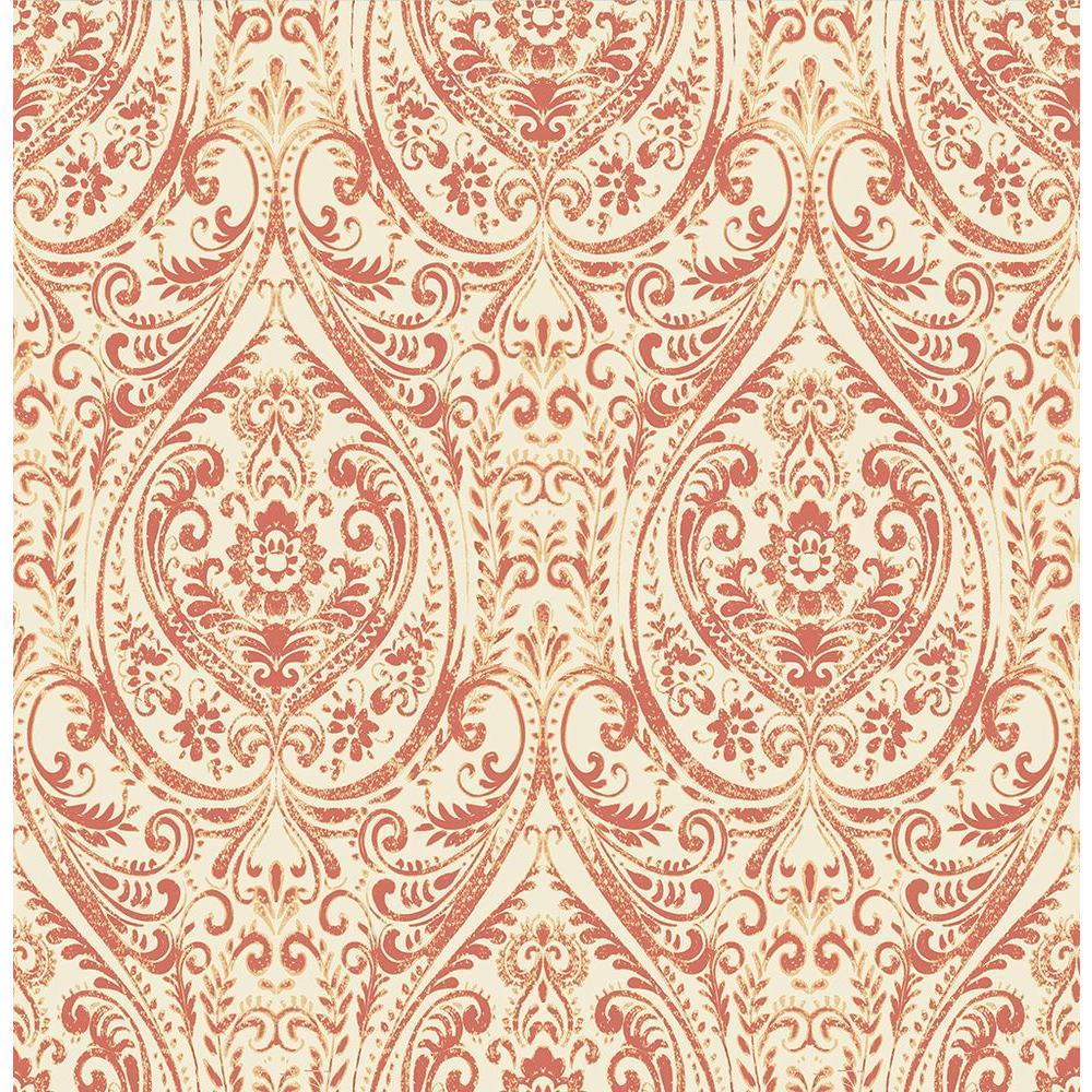 1000x1000 A Street Gypsy Coral Damask Wallpaper Sample 1014 001867SAM
