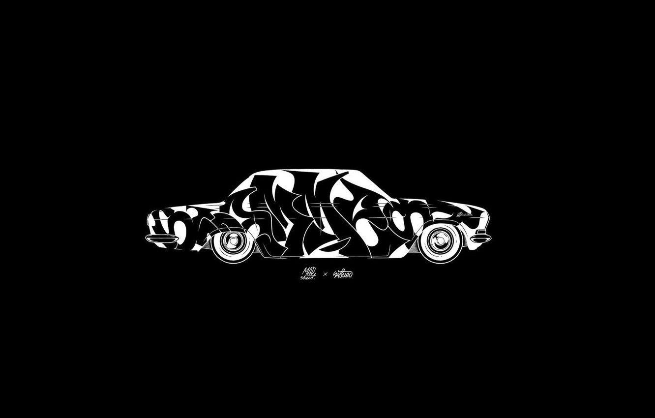 1332x850 Wallpaper Minimalism, Car, Art, Art, Black, White, Wallpaper, Volga, GAZ 24 Image For Desktop, Section минимализм