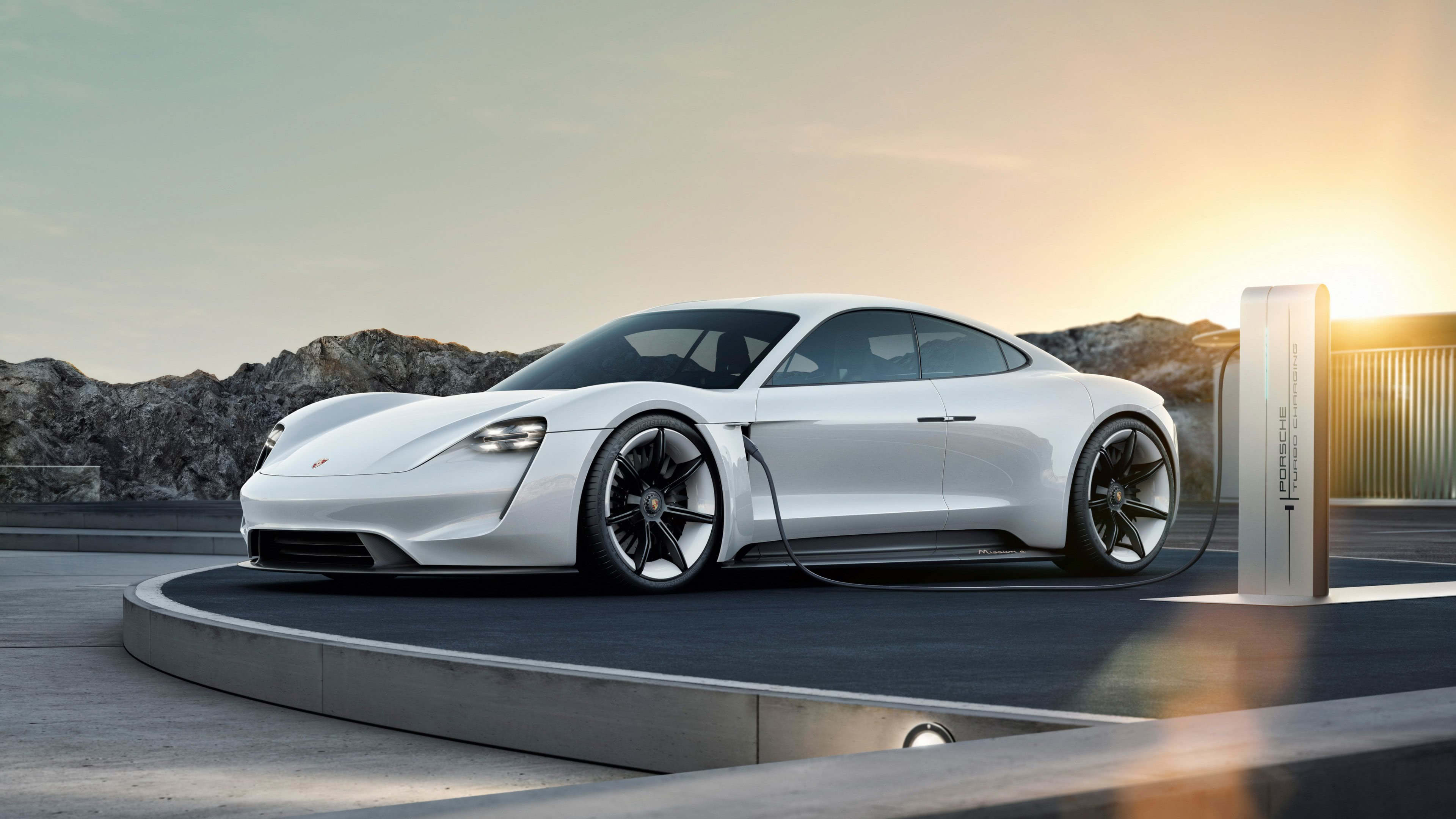 3840x2160 4K White Porsche Taycan HD Desktop Wallpaper 48630