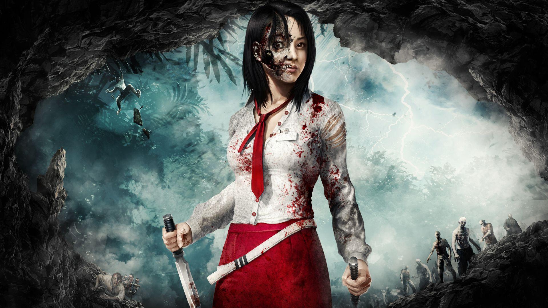 1920x1080 dead, Island, Zombie, Necktie, Brunette, Girl, Cave, Games, Girls