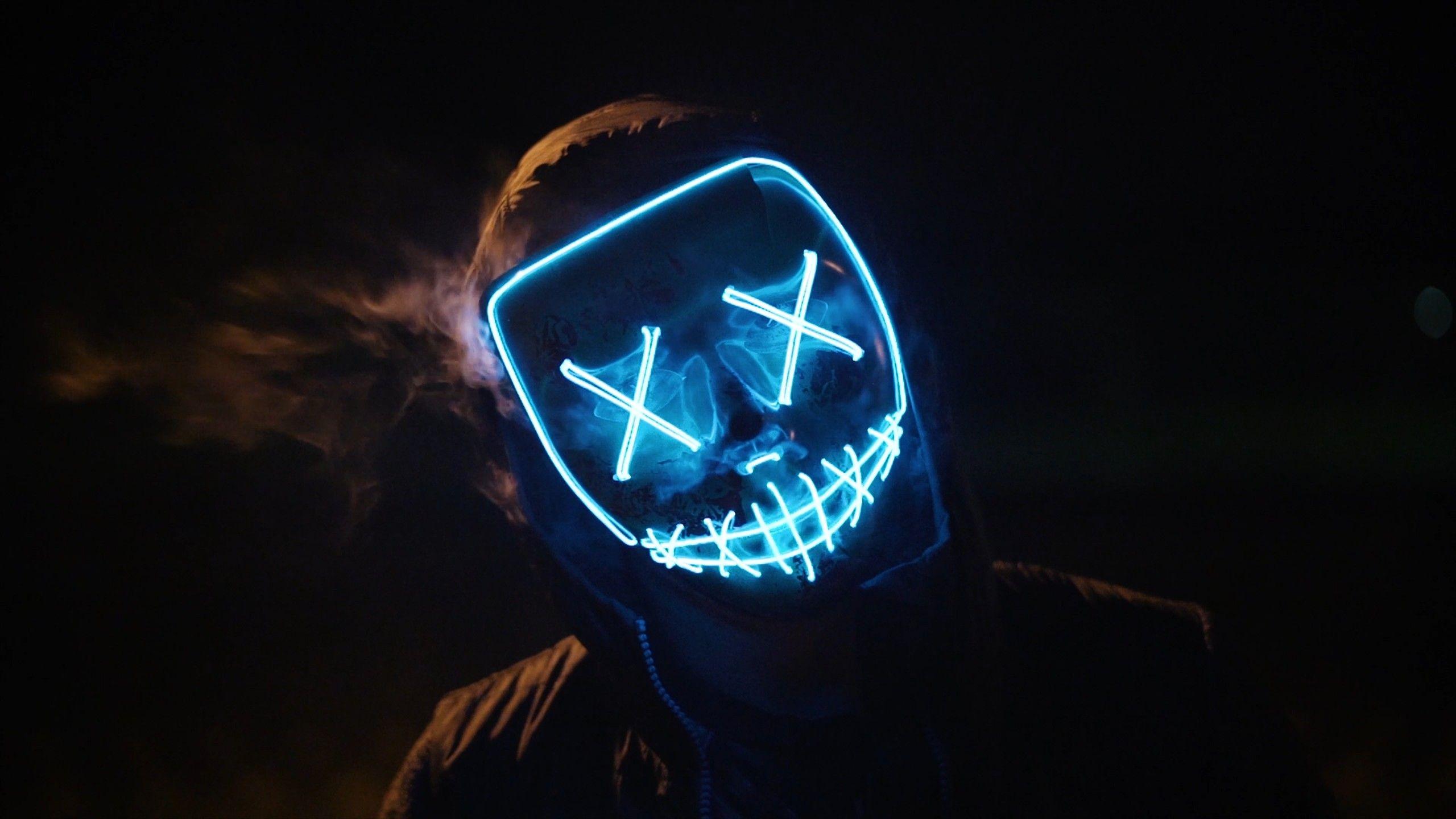 2560x1440 Wallpaper Mask, Anonymous, Night, 4K, Black Dark
