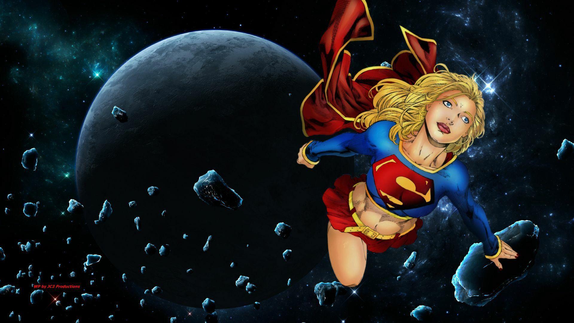 1920x1080 Supergirl & Asteroids wallpaper
