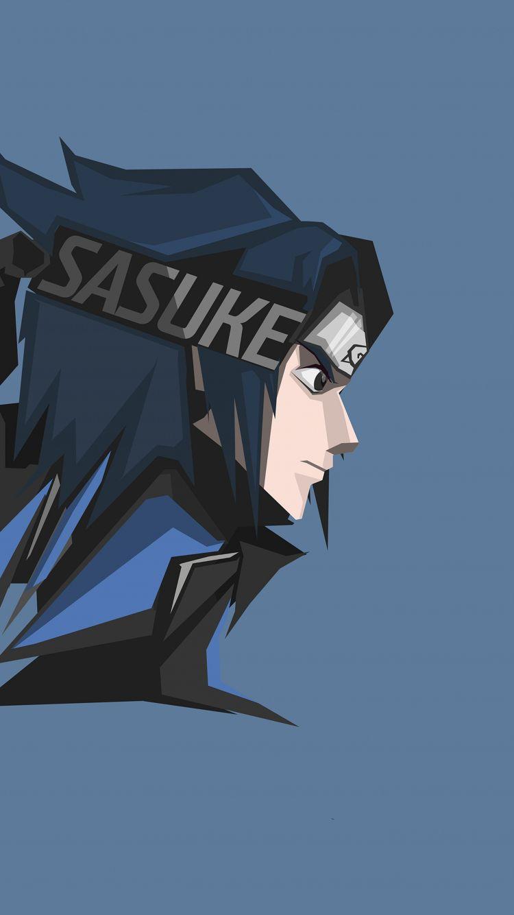 750x1334 Download 750x1334 wallpaper art, sasuke uchiha, minimal, anime