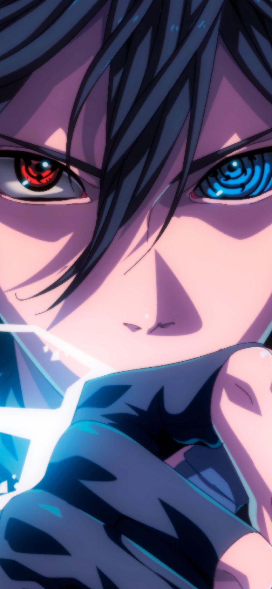 1125x2436 Sasuke Sharingan Rinnegan Eyes Lightning 4K Wallpaper