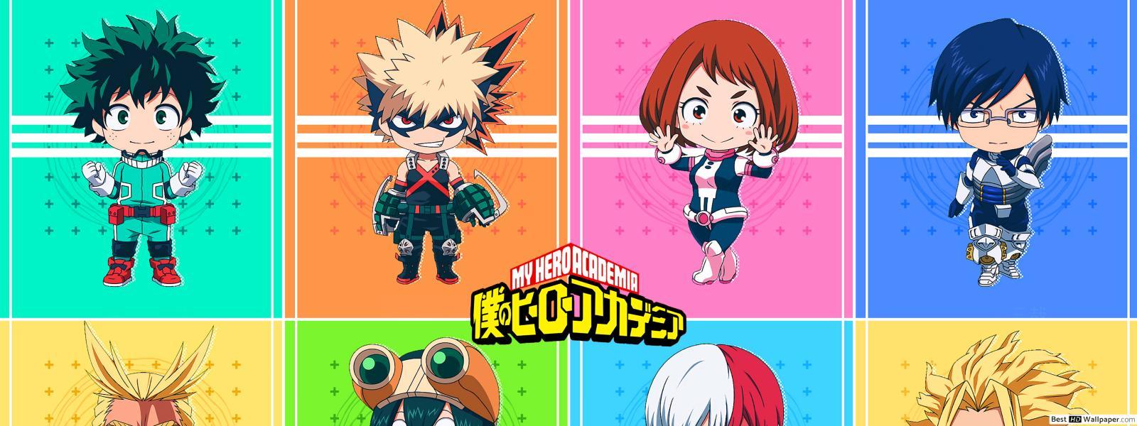 1600x600 My Hero Academia chibi characters HD wallpaper download