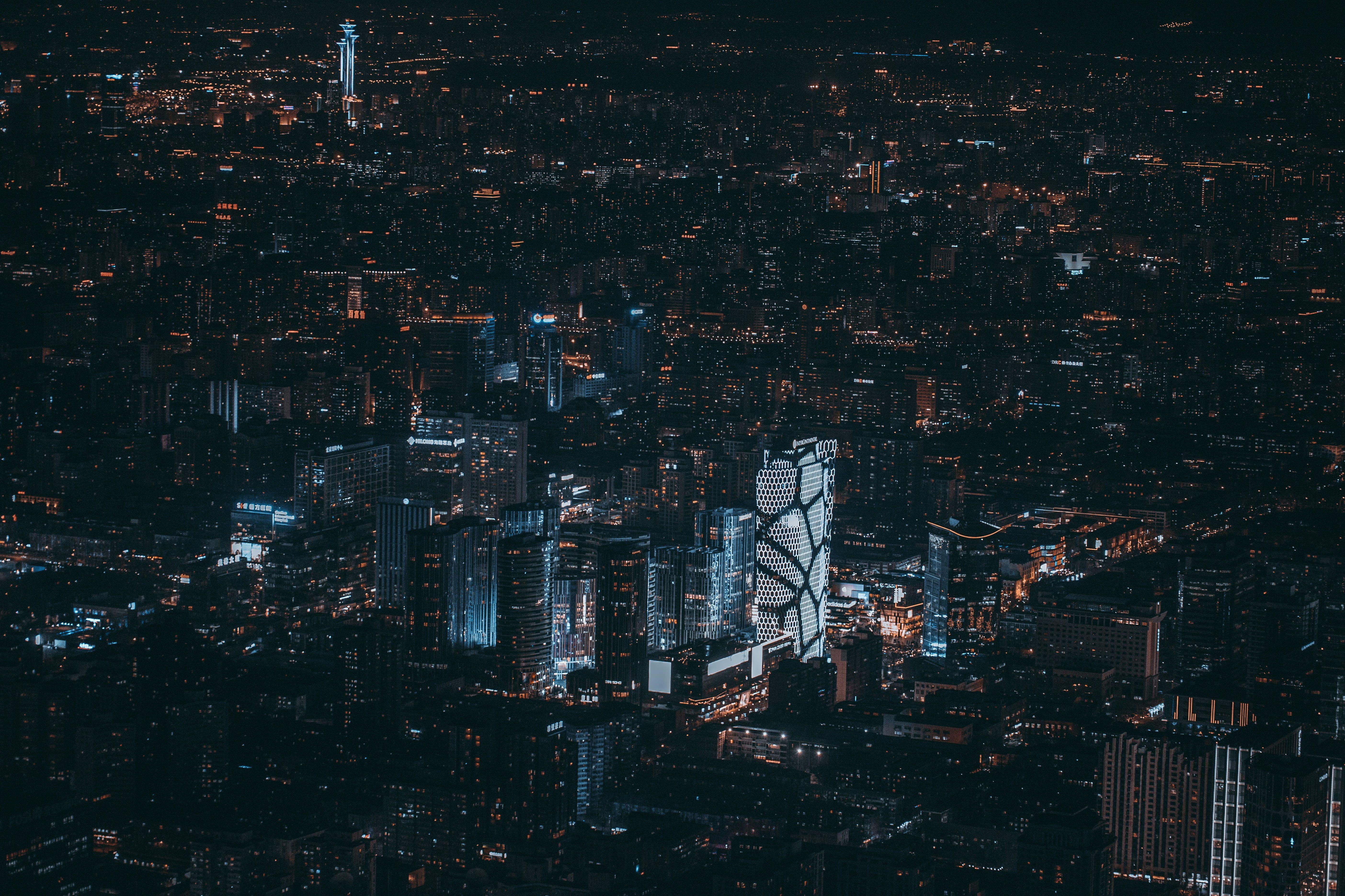 5616x3744 High Rise Buildings, Beijing, China, Night City HD Wallpaper