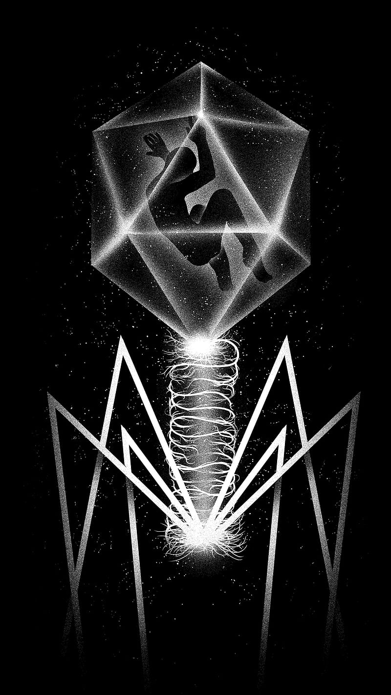 800x1422 Bacteriophage, Black White, People, Pop Surrealism, Space, Bacterium, Minimal, HD Phone Wallpaper
