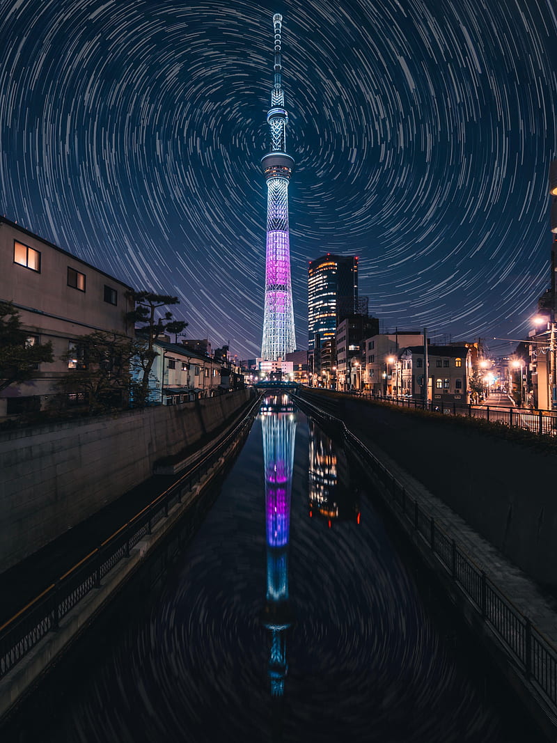 800x1067 Tower, night city, city lights, architecture, night, tokyo, japan, HD phone wallpaper