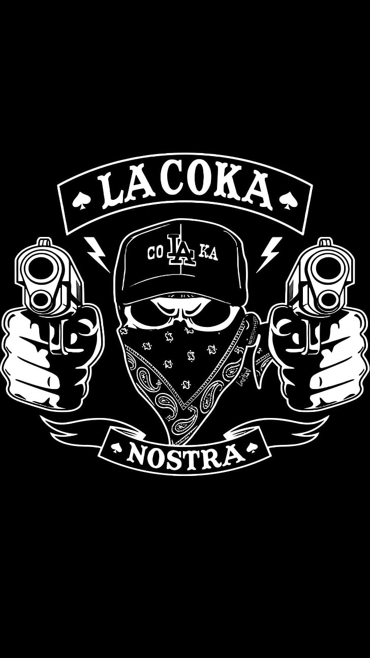 728x1294 HD wallpaper: La Coka Nostra Album, black La Coka Nostra logo illustration
