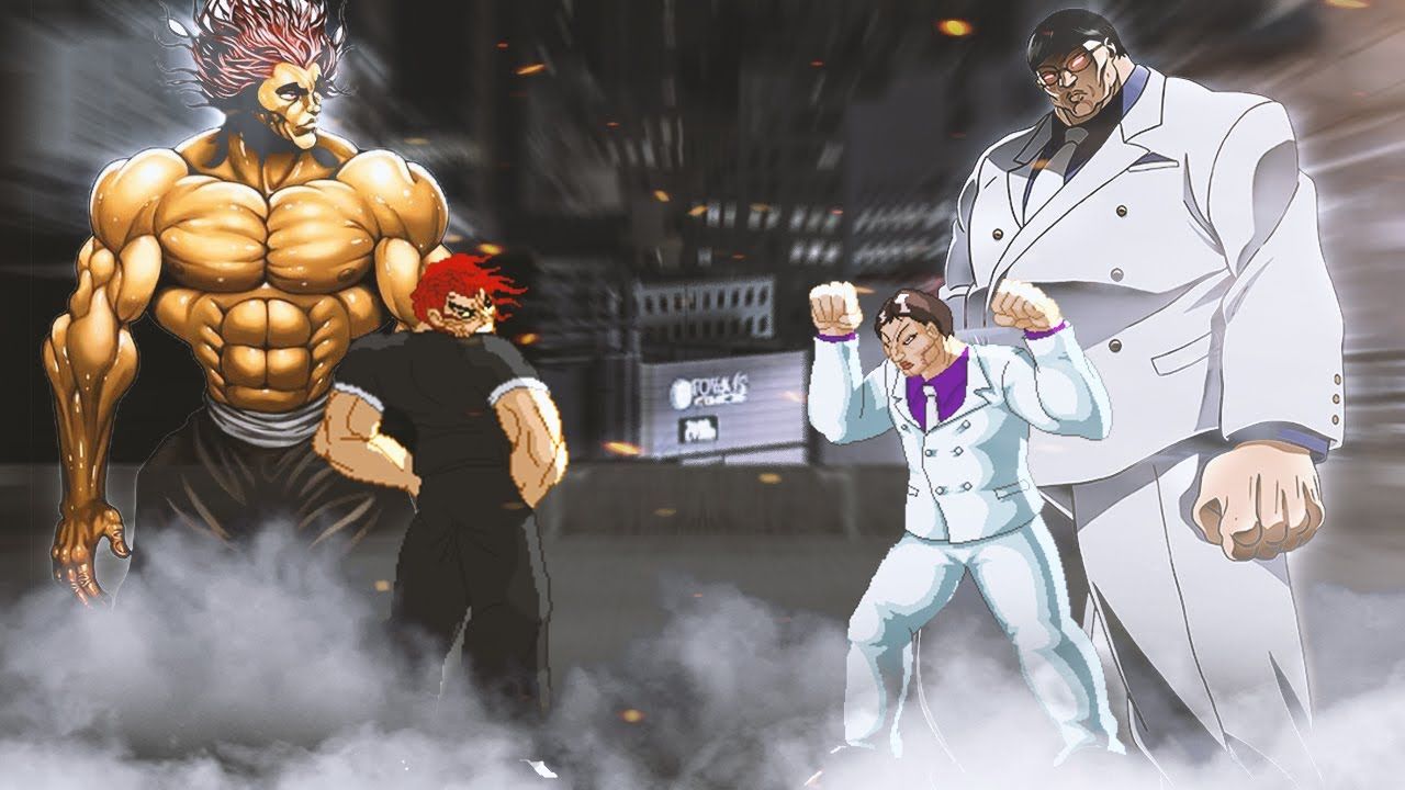 1280x720 Yujiro Hanma vs Kaoru Hanayama. Baki the Grappler Anime MUGEN