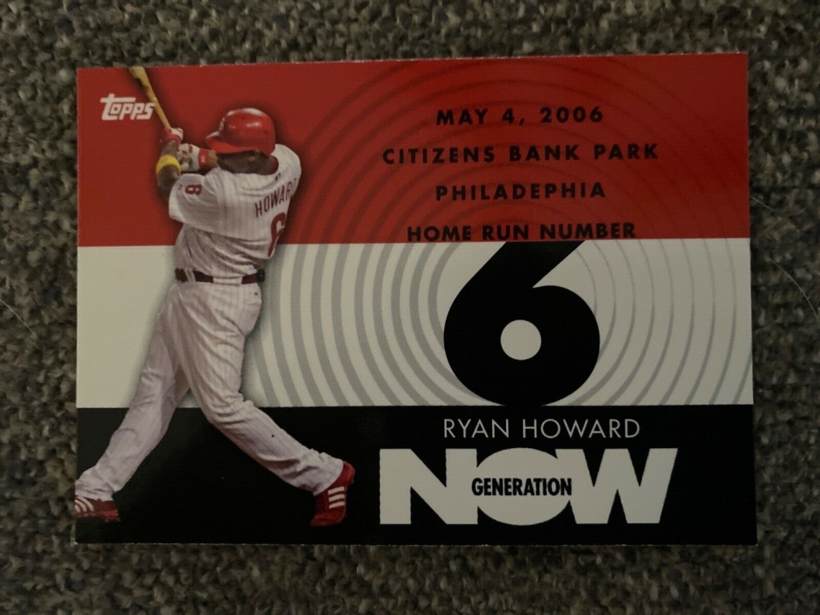 1600x1200 Topps Generation Now Insert #GN6 Phillies Ryan Howard Baseball Card