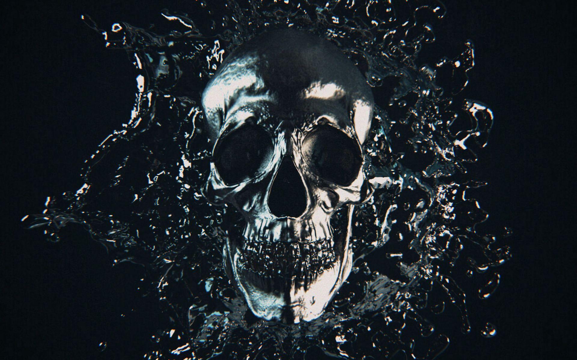 1920x1200 Download wallpaper 1920x1200 skull, metal, splash, frozen, dark
