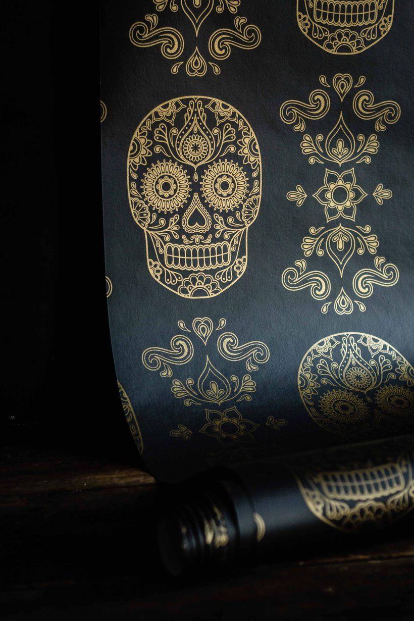 820x1230 Sugar Skull Wallpaper & Gold