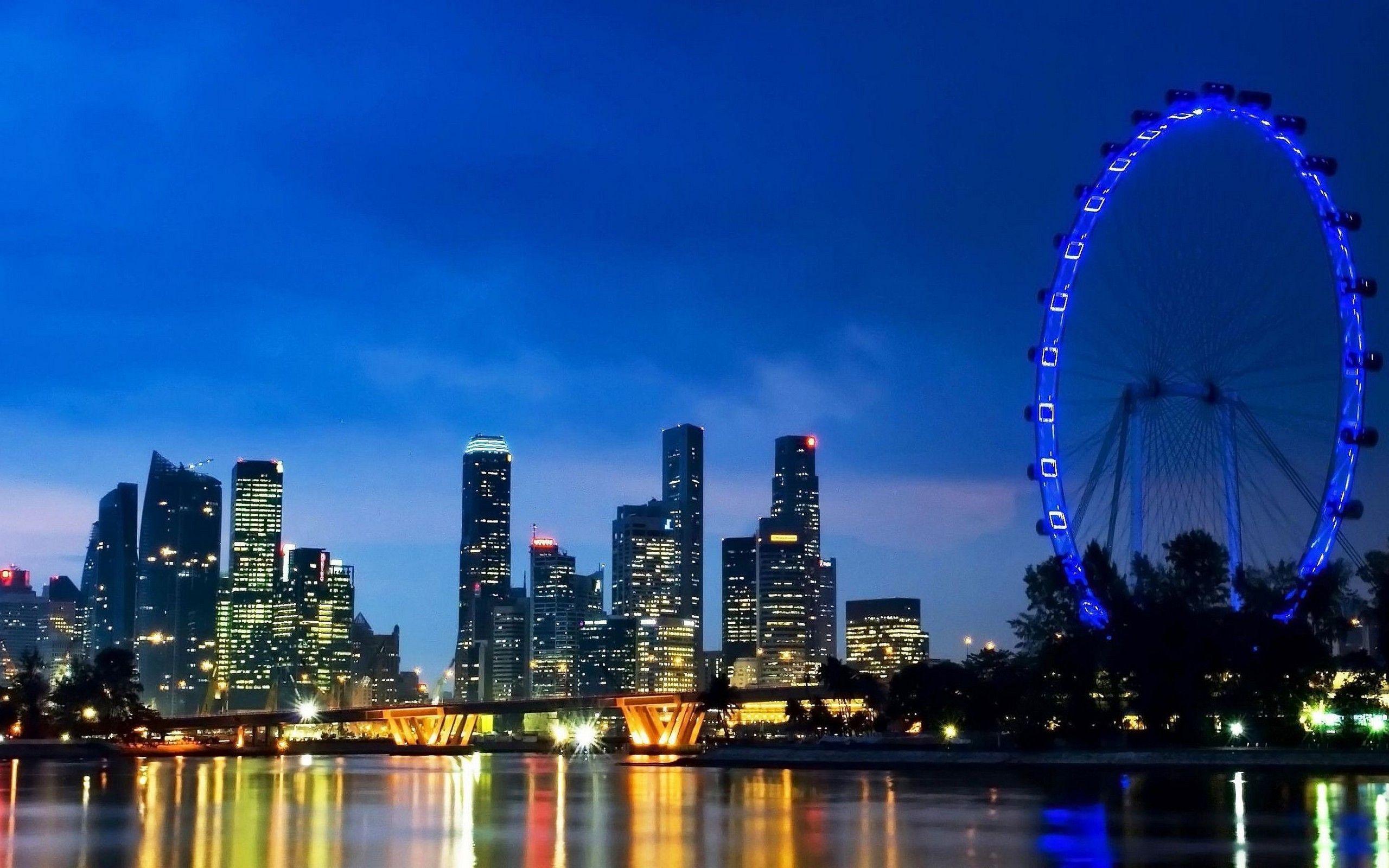 2560x1600 Singapore Flyer Night Skyline Picture Wallpaper