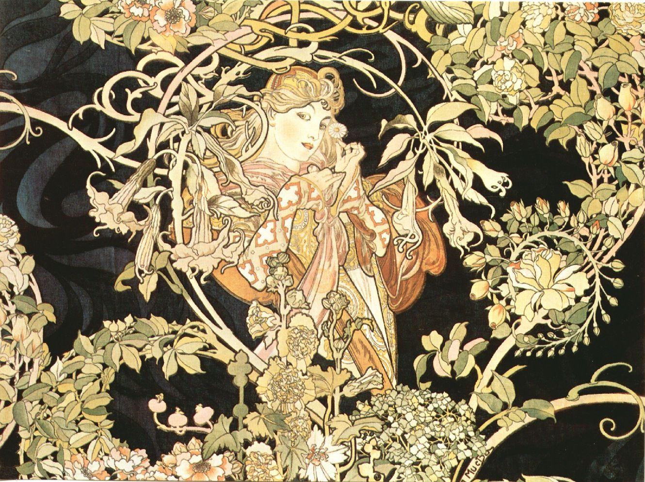 1330x995 art nouveau wallpaper