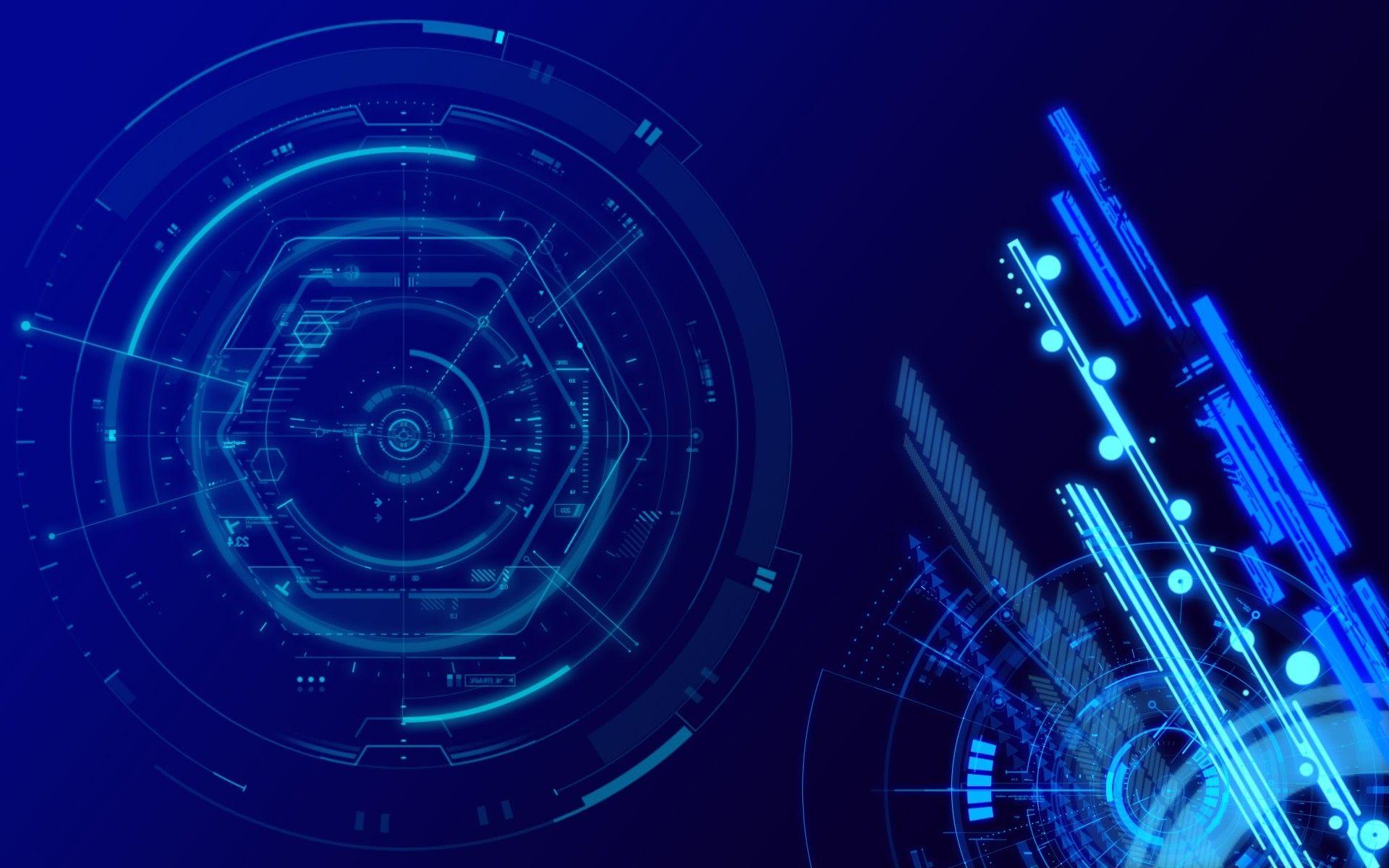 1920x1200 Technology Geometry Circle Hexagon Blue HD Background