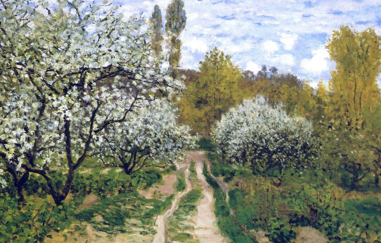 1332x850 Wallpaper landscape, picture, spring, garden, Claude Monet, Trees