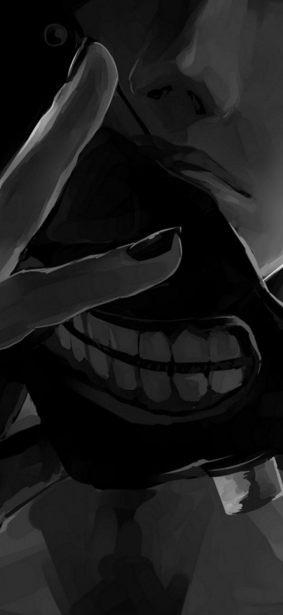 1080x2340 Download 1080x2340 Kaneki Ken, Mask, Monochrome, Tokyo Ghoul