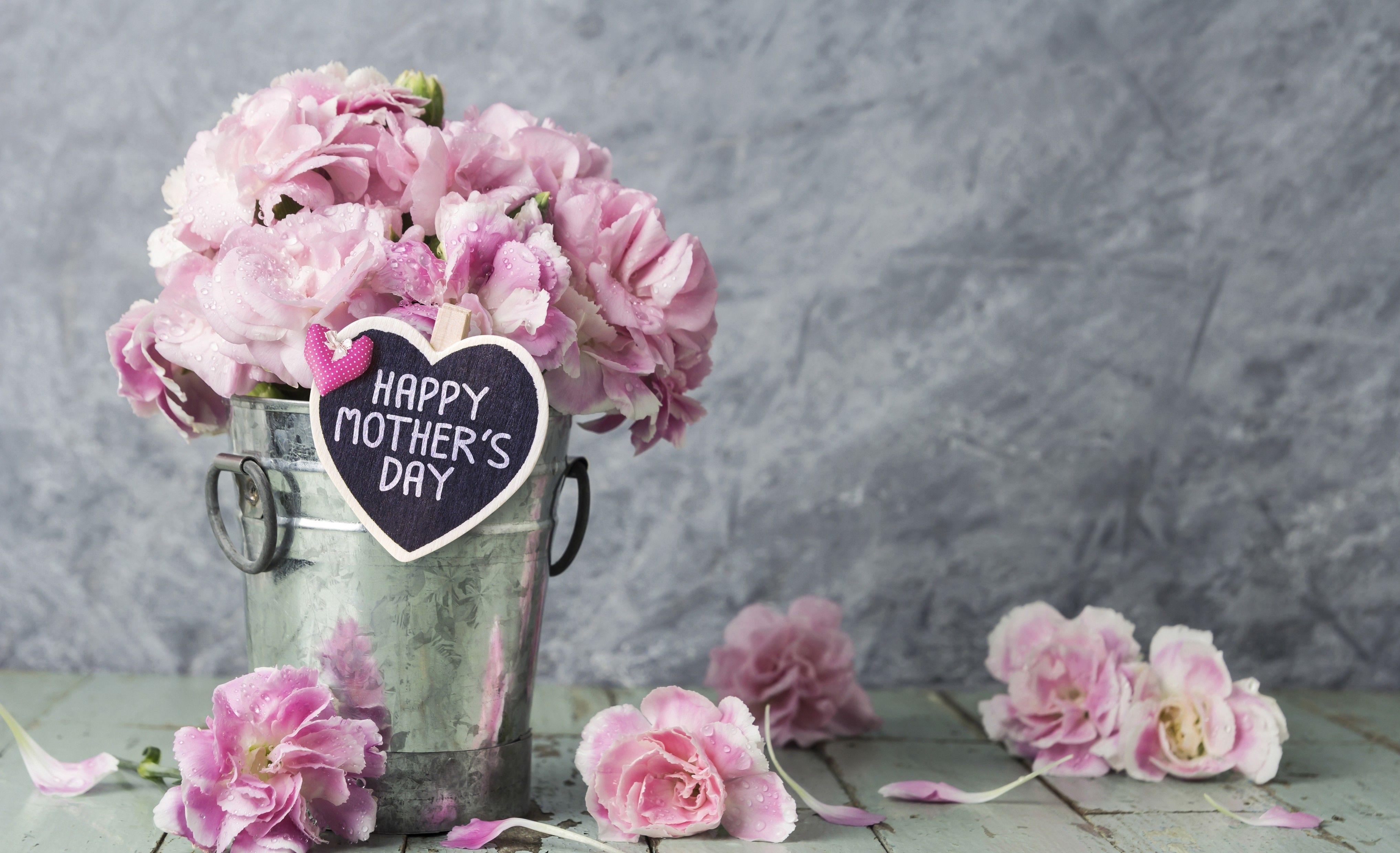 4069x2480 Download 4069x2480 Pink Flowers, Vase, Happy Mother's Day