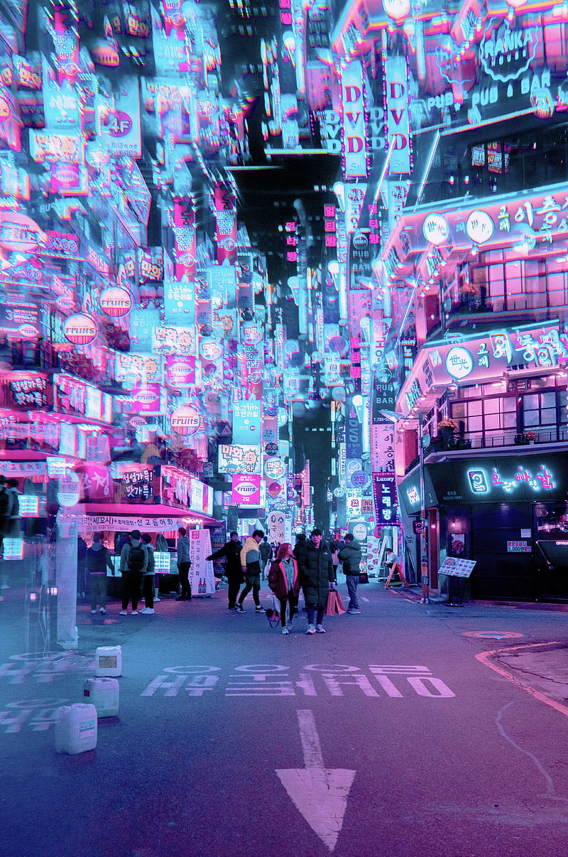 800x1206 Cyberpunk Seoul, Steve, aesthetic, anime, asia, bladerunner, blue, HD phone wallpaper
