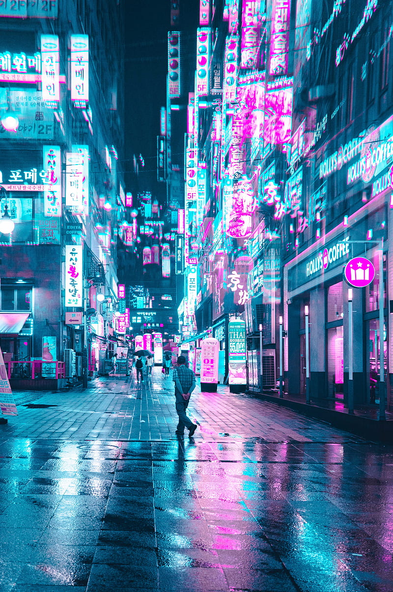800x1205 Cyberpunk Seoul, Steve, aesthetic, anime, asia, bladerunner, blue, HD phone wallpaper