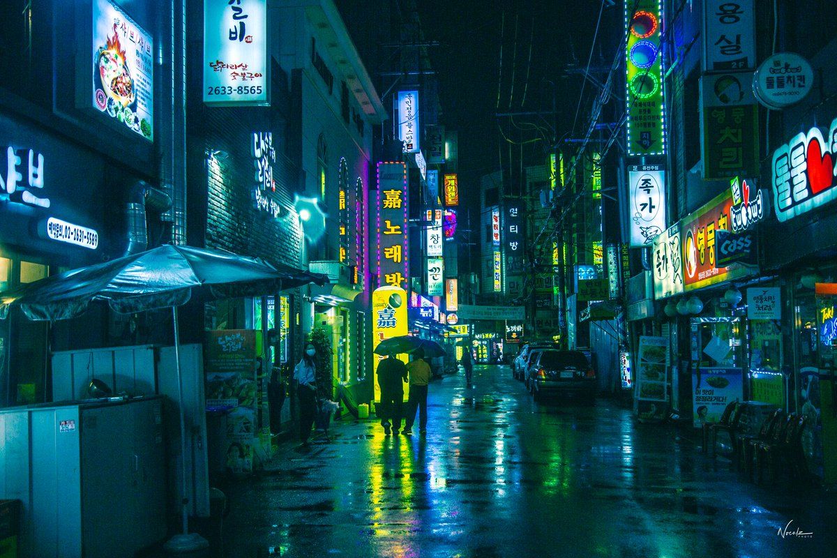 1200x800 Those Neon Lit Streets of #seoul #korea #neonnoir