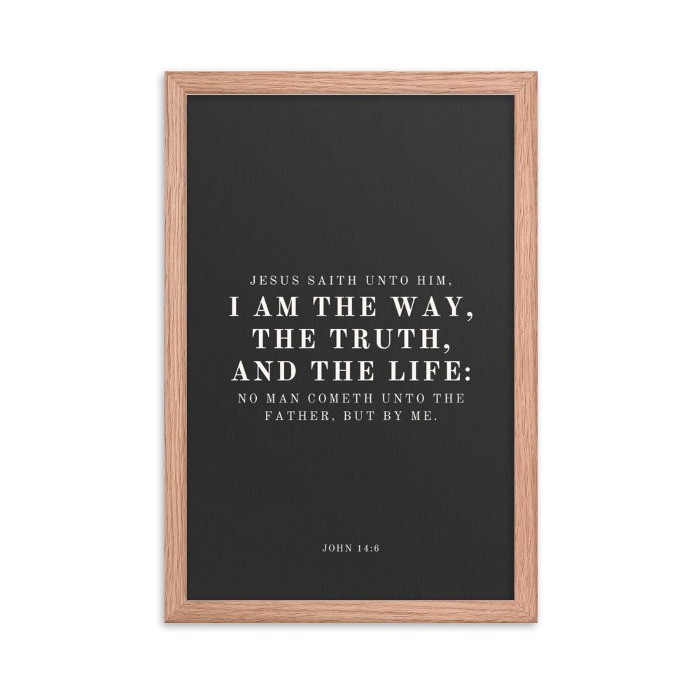1000x1000 John Verse 14:6 Wall Decor on Black Background Matte Paper / 5x7