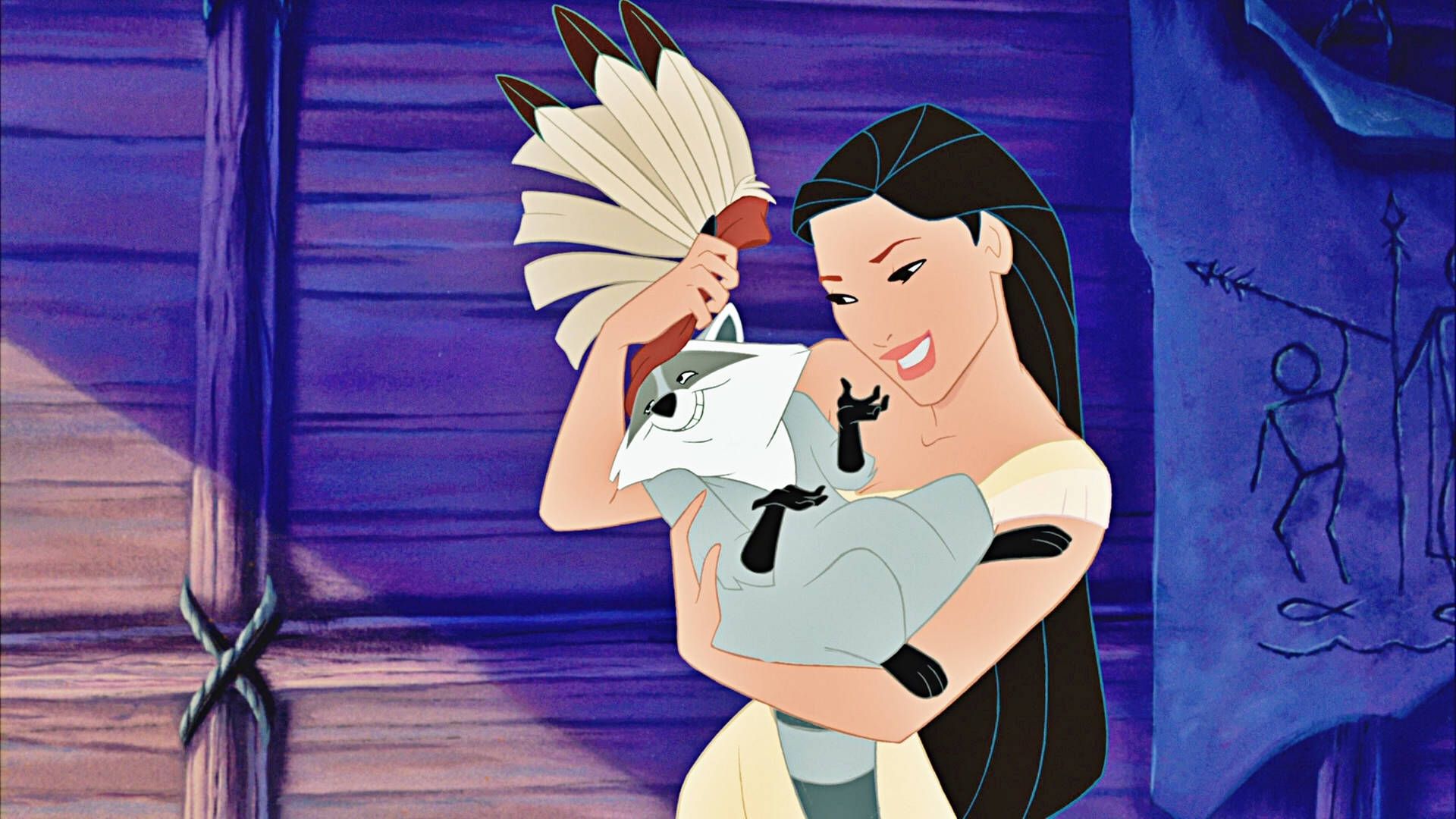 1920x1080 Pocahontas Carrying Meeko Wallpaper