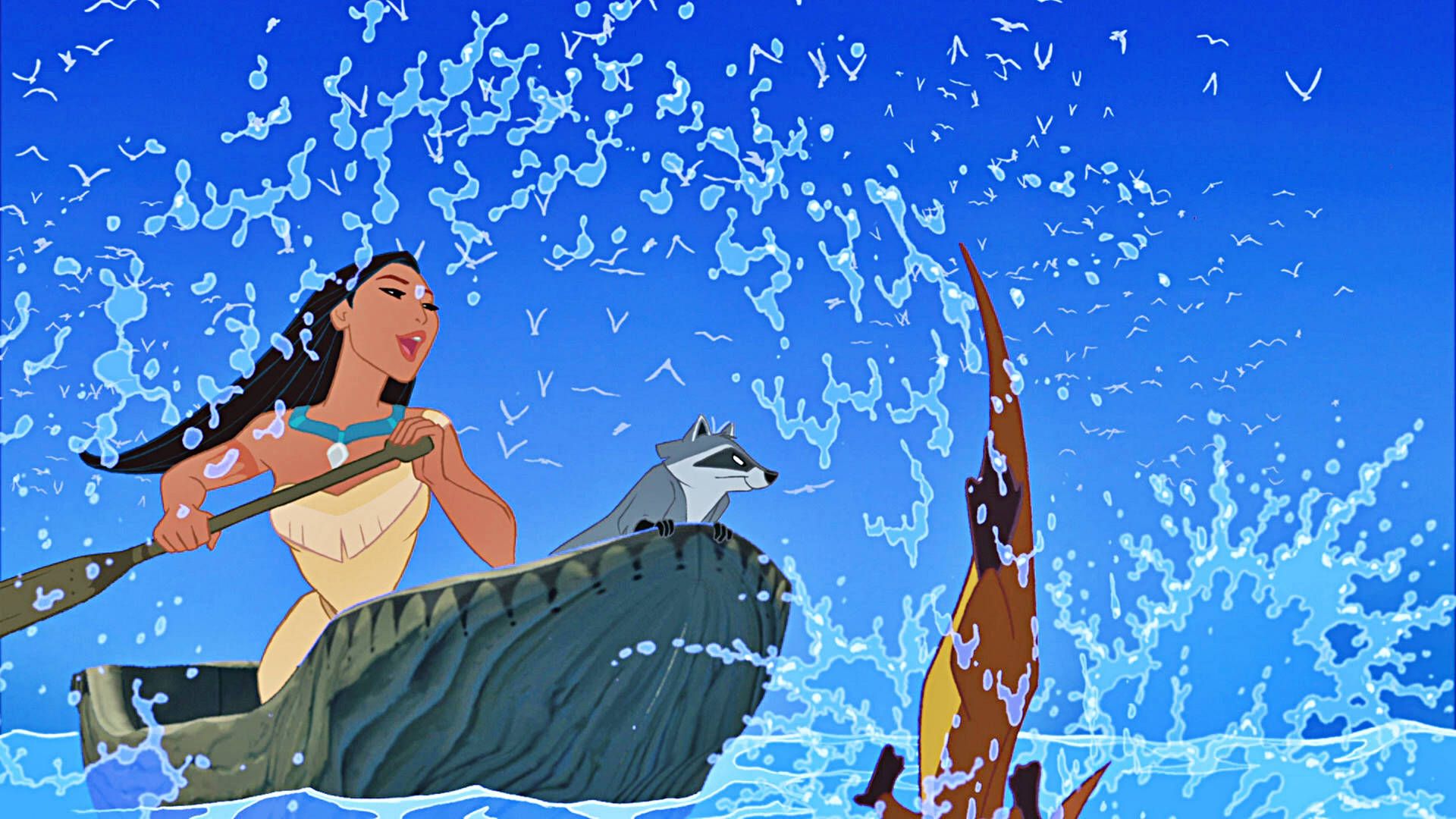 1920x1080 Download free Pocahontas Boating With Meeko Wallpaper
