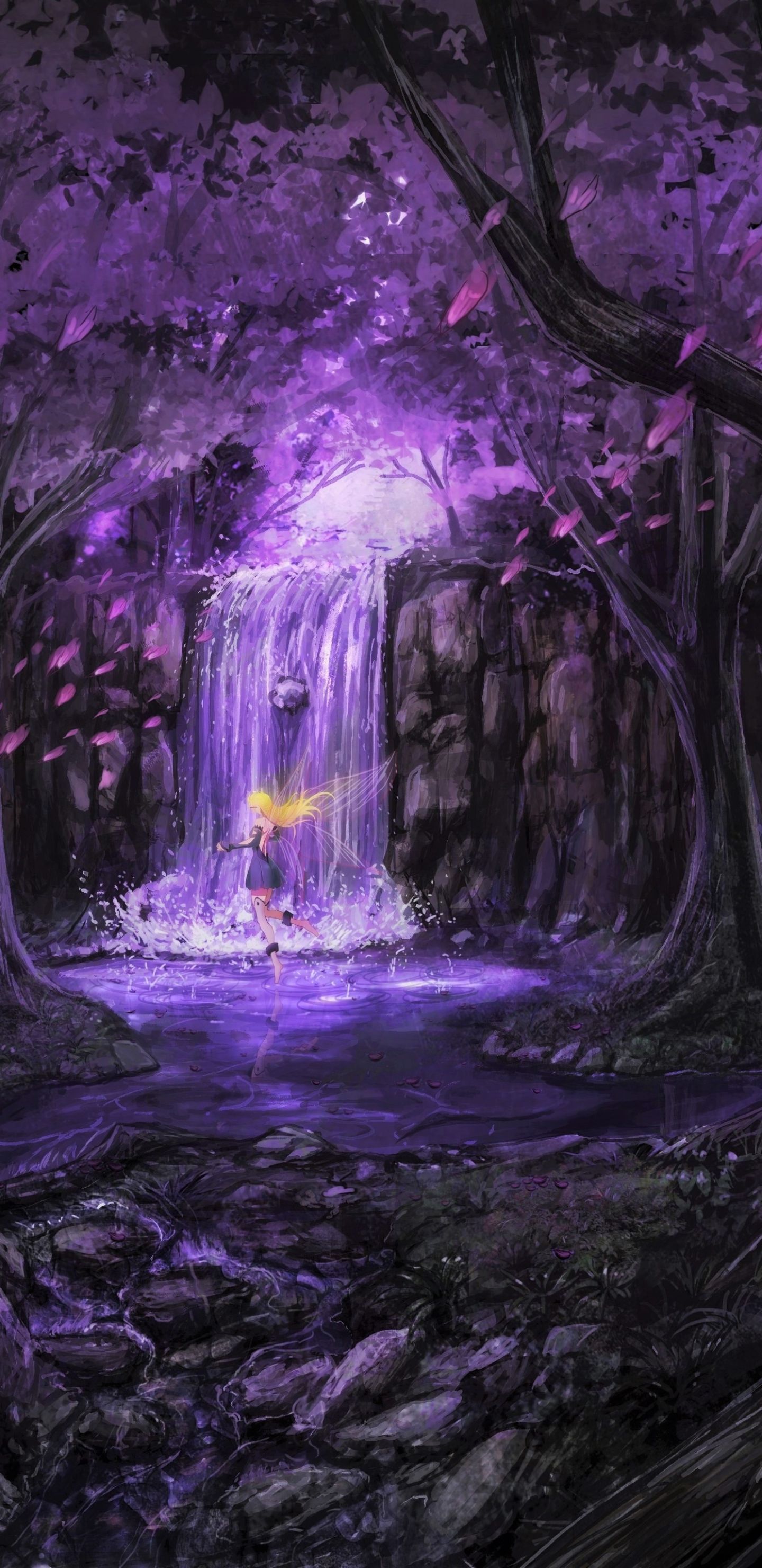 1440x2960 Phone wallpaper: Purple, Fantasy, Forest, Tree, Magical 1302529