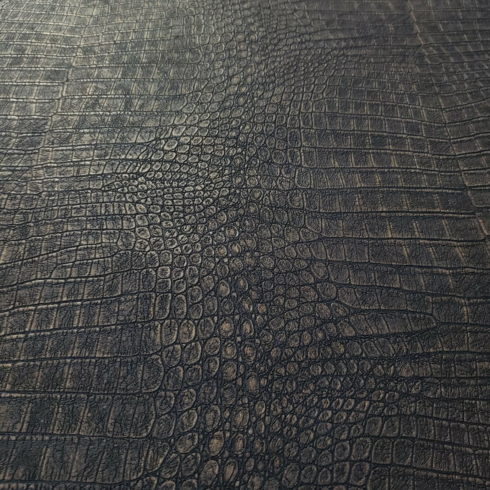1600x1600 Crocodile Vinyl Black Copper Metallic Textured Wallpaper Modern Wallcoverings 3D Alligator