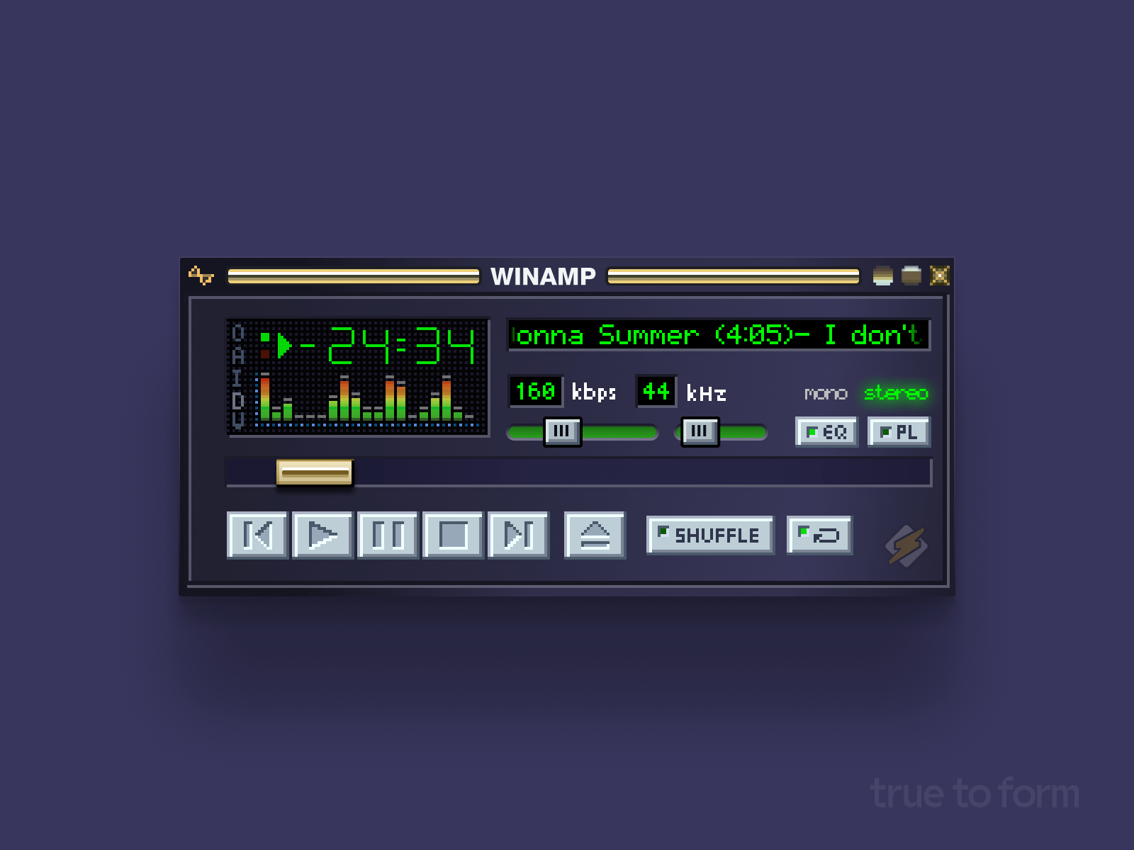 1600x1200 Winamp Skin Clone from 1997 by Matthew Wheeler on Dribbble
