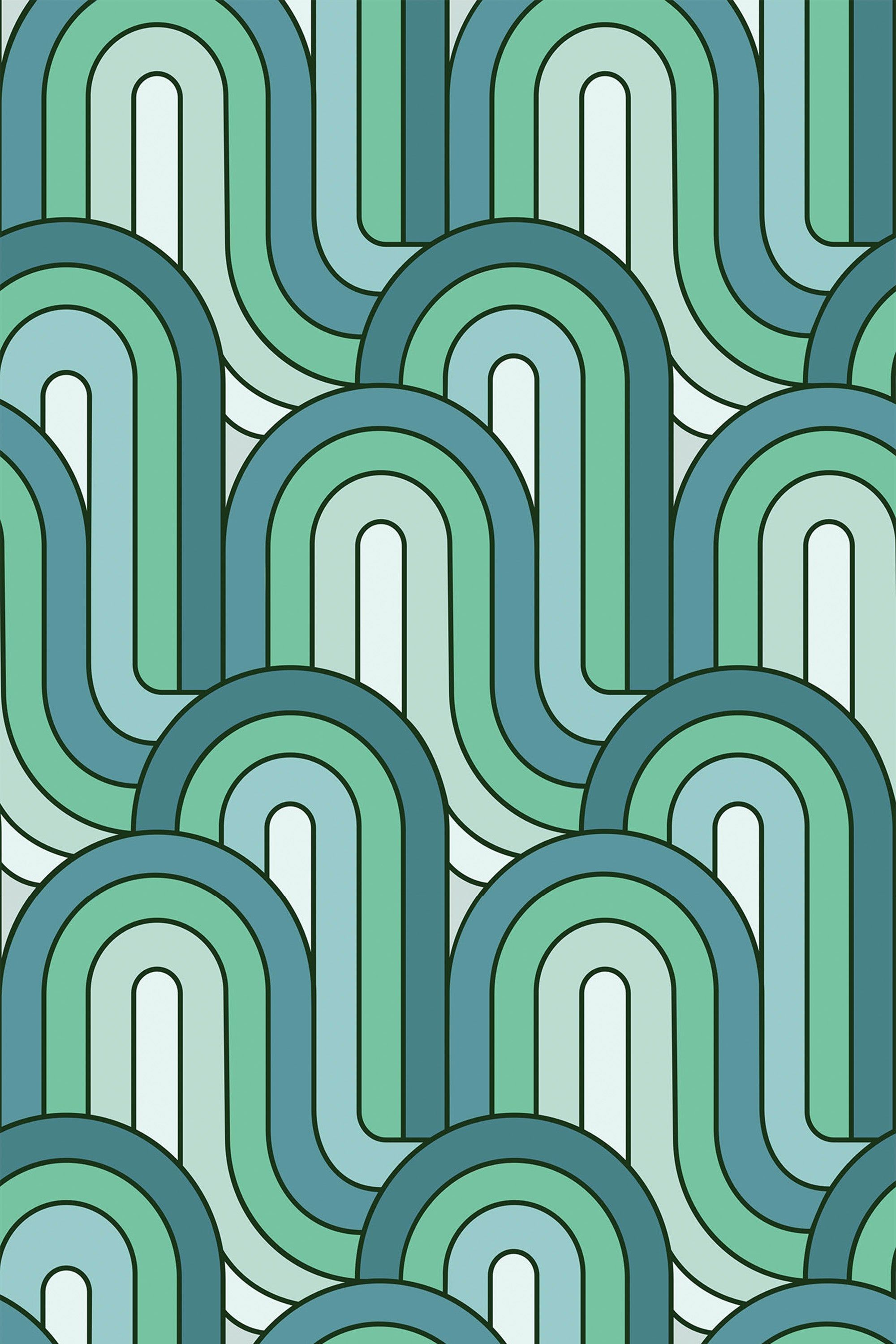 2000x3000 Green retro wave Peel and Stick Removable Wallpaper