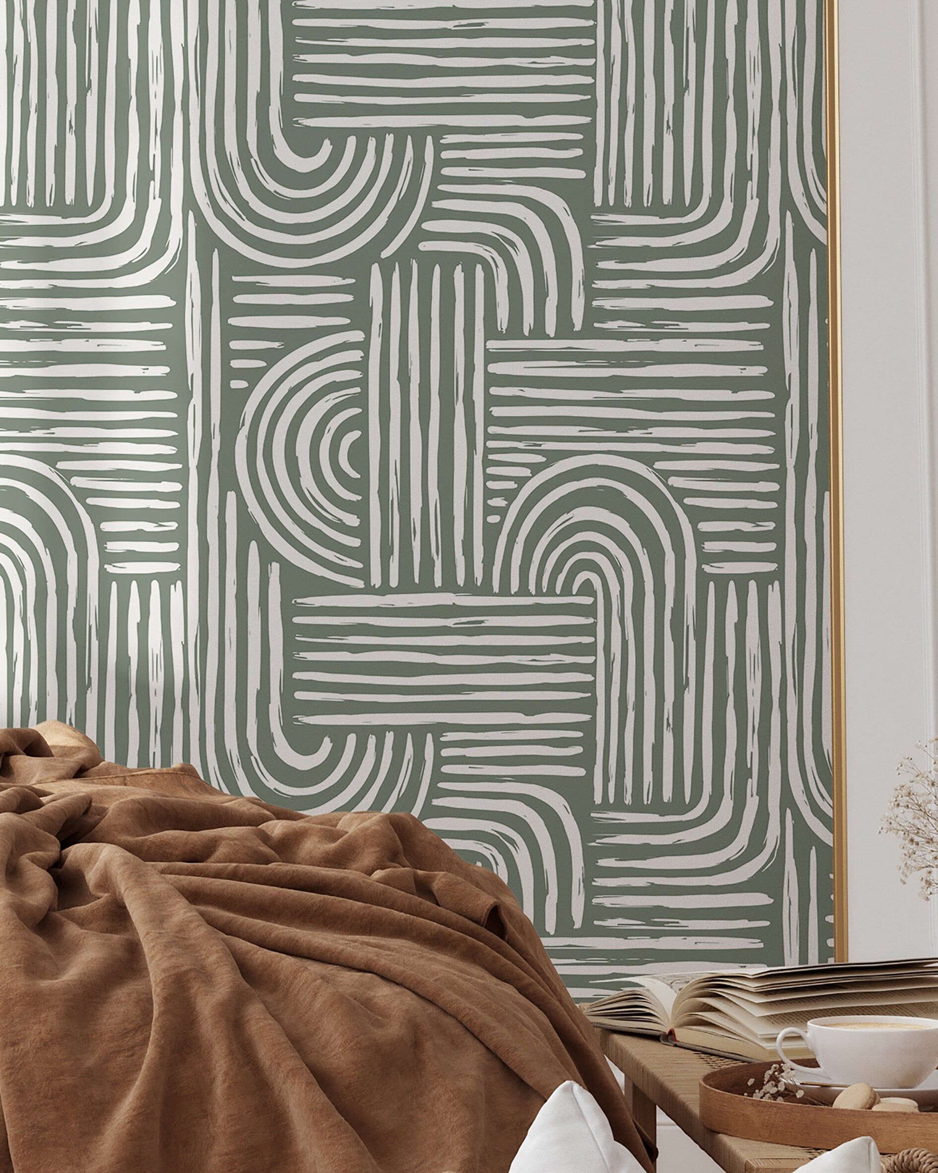 1890x2363 Green Abstract Lines Wallpaper