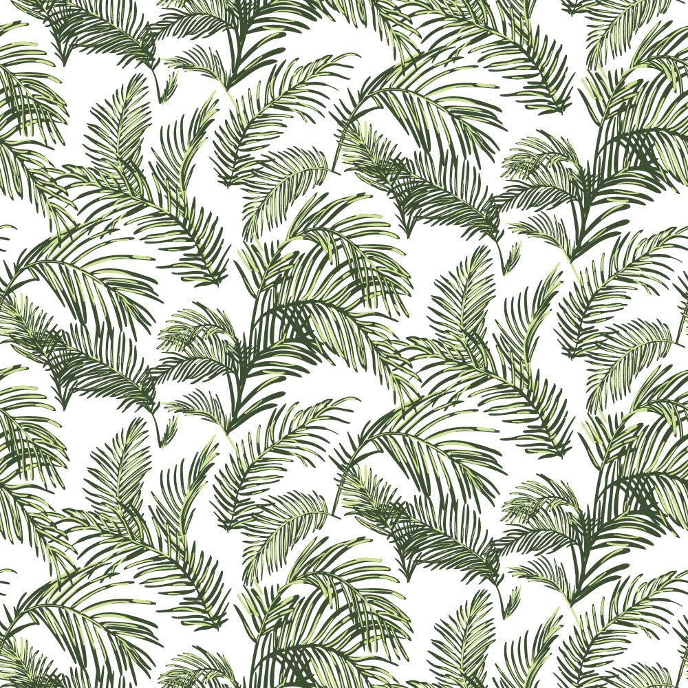 1000x1000 Gotta Wear Shades. Botanical Palms Wallpaper Emerald White / Wallpaper Sample