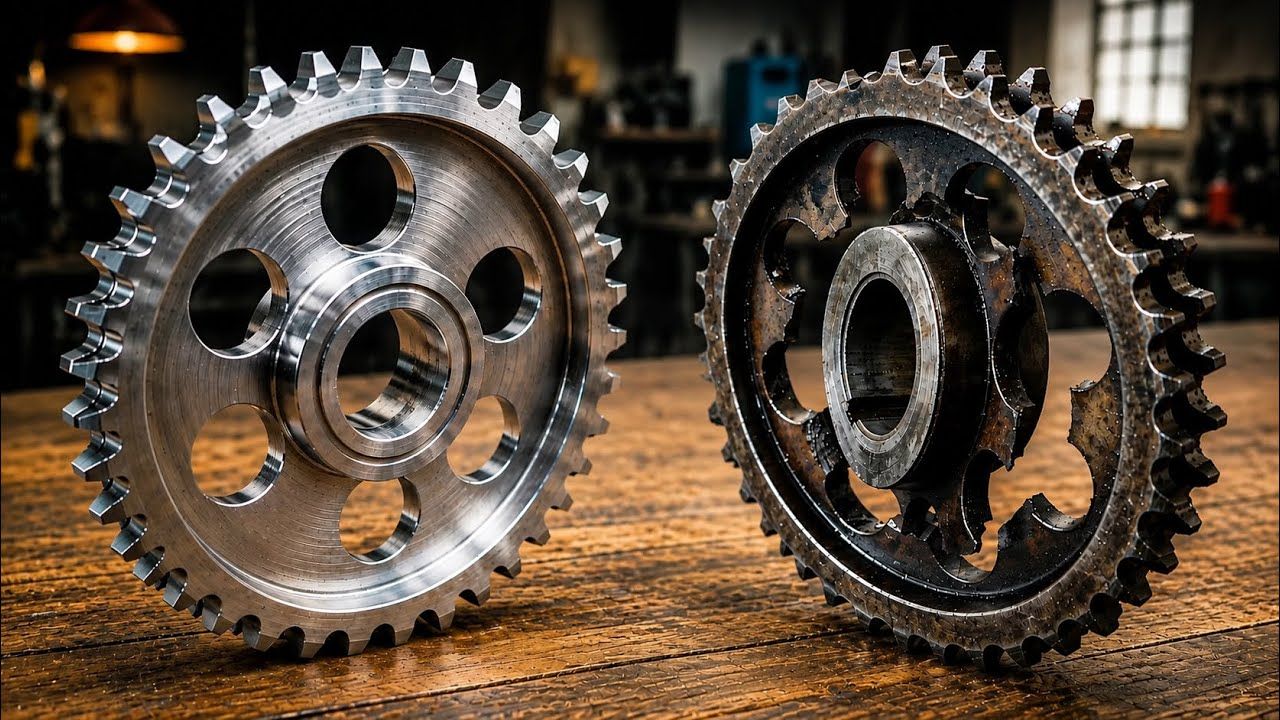 1280x720 Broken Double Roller Chain Sprocket Fully Restored Built With New Techniques In Every Repair Step