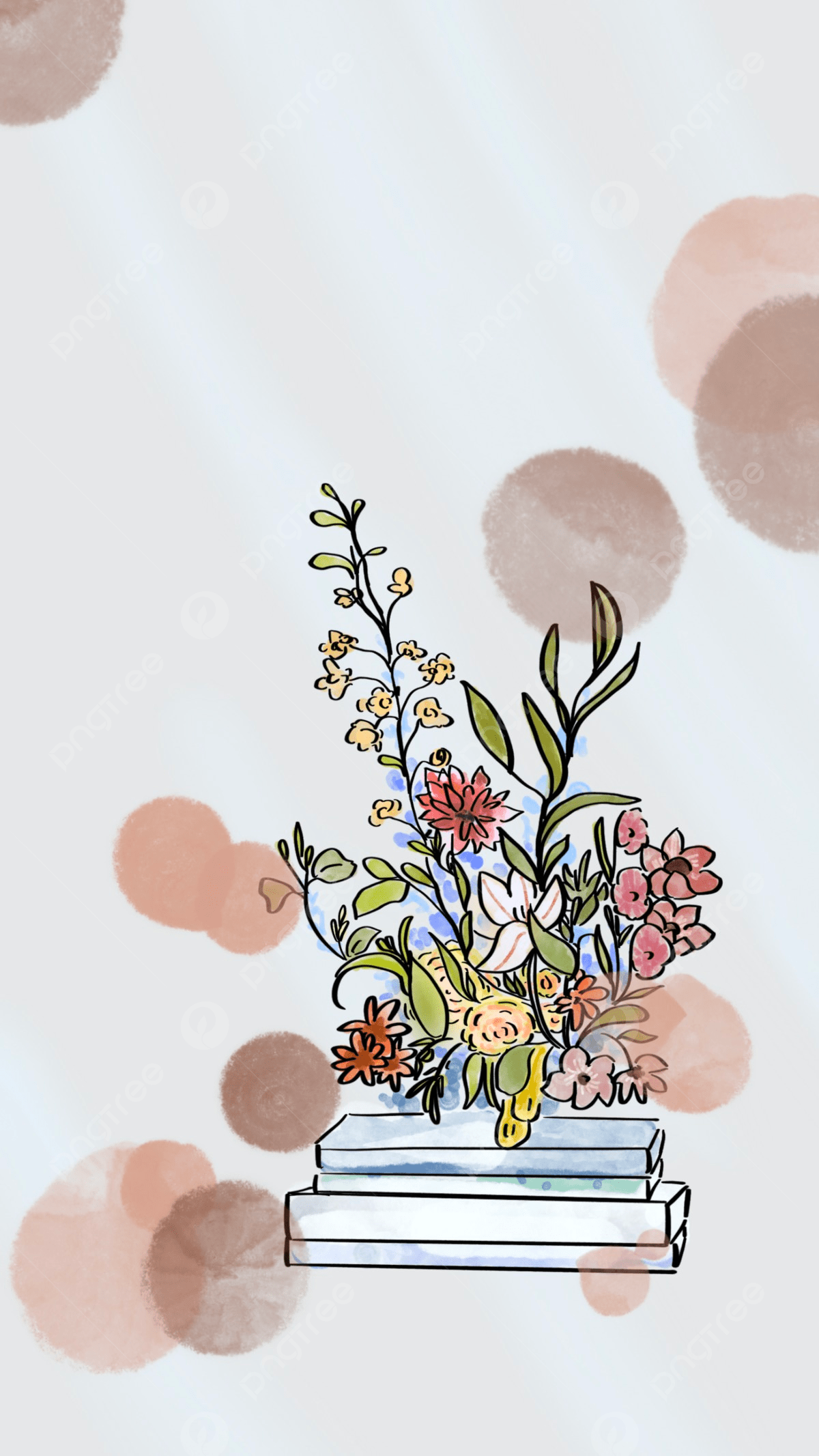 1200x2133 Book Flower Low Saturation Tone Background Illustration Wallpaper Image For Free Download