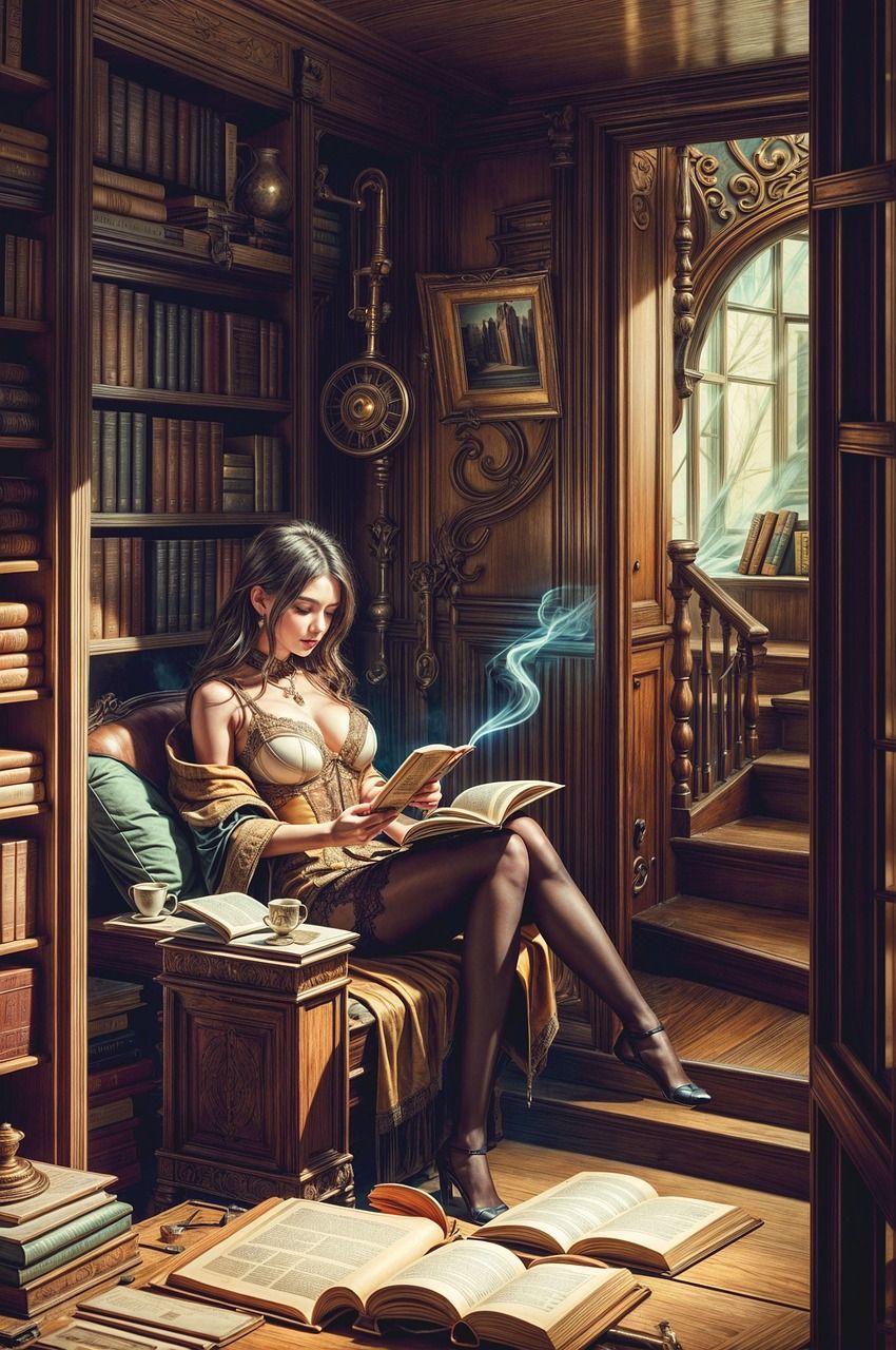 850x1280 Download Ai Generated Books Library. Royalty Free Stock Illustration Image