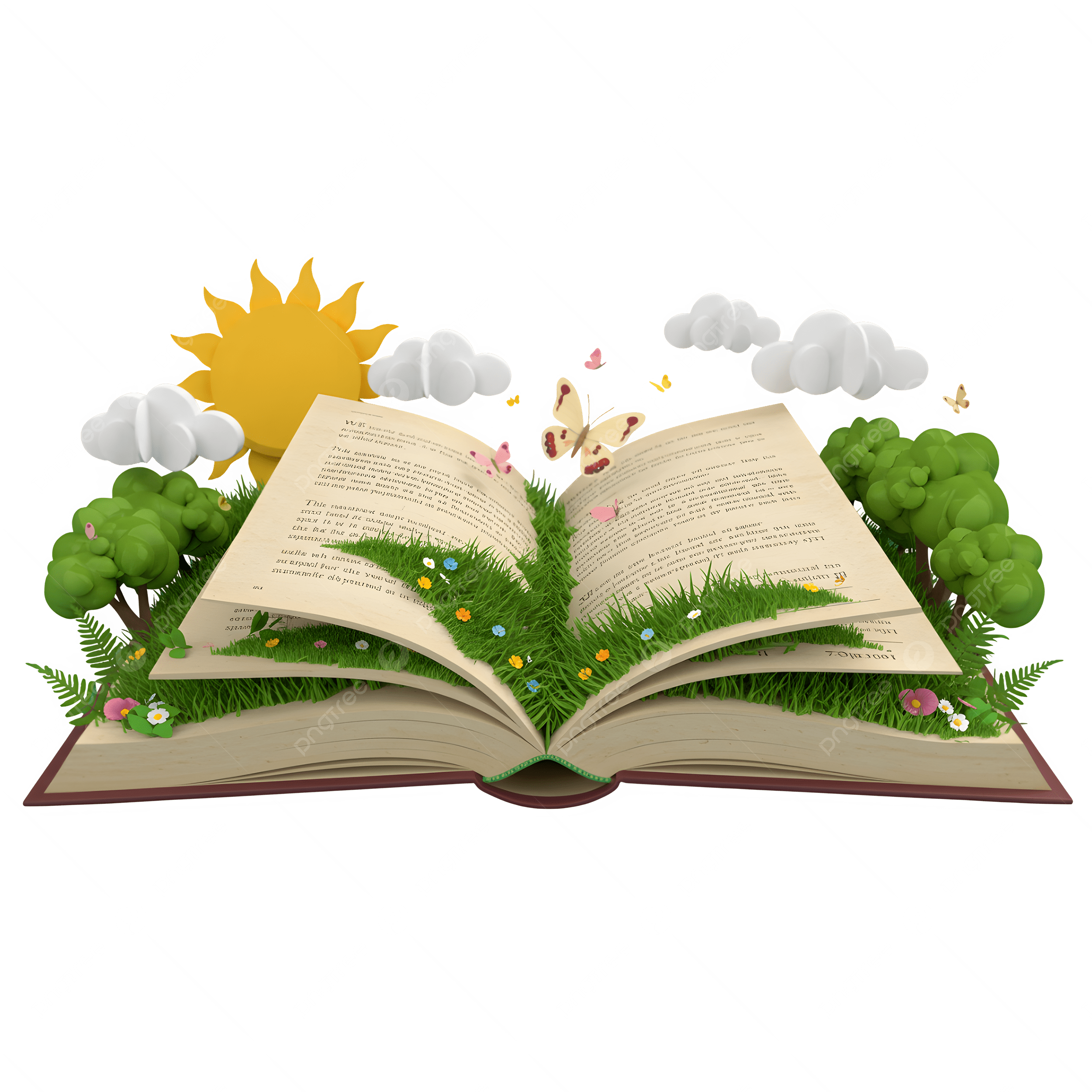 2500x2500 Magical Open Book With Nature Scene, Open Book Illustration, Nature And Storytelling, Magical Book Design PNG Transparent Image and Clipart for Free Download