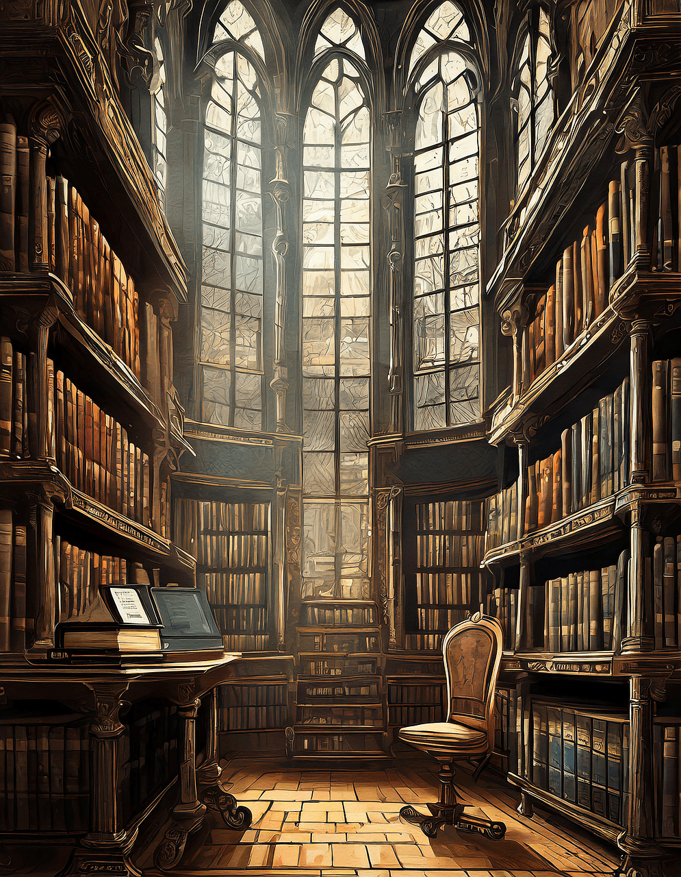 995x1280 Download Ai Generated Books Library. Royalty Free Stock Illustration Image