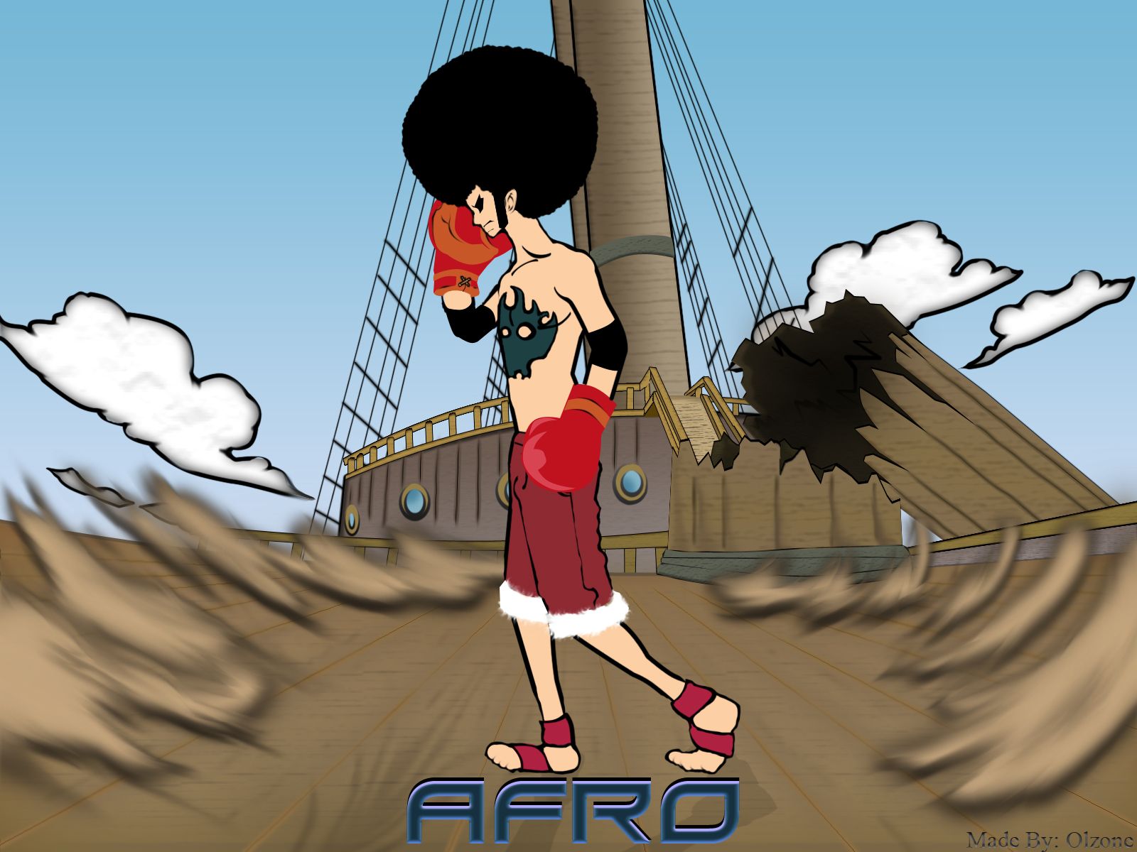 1600x1200 POWER TO THE AFRO LUFFY by Olzone on Newgrounds