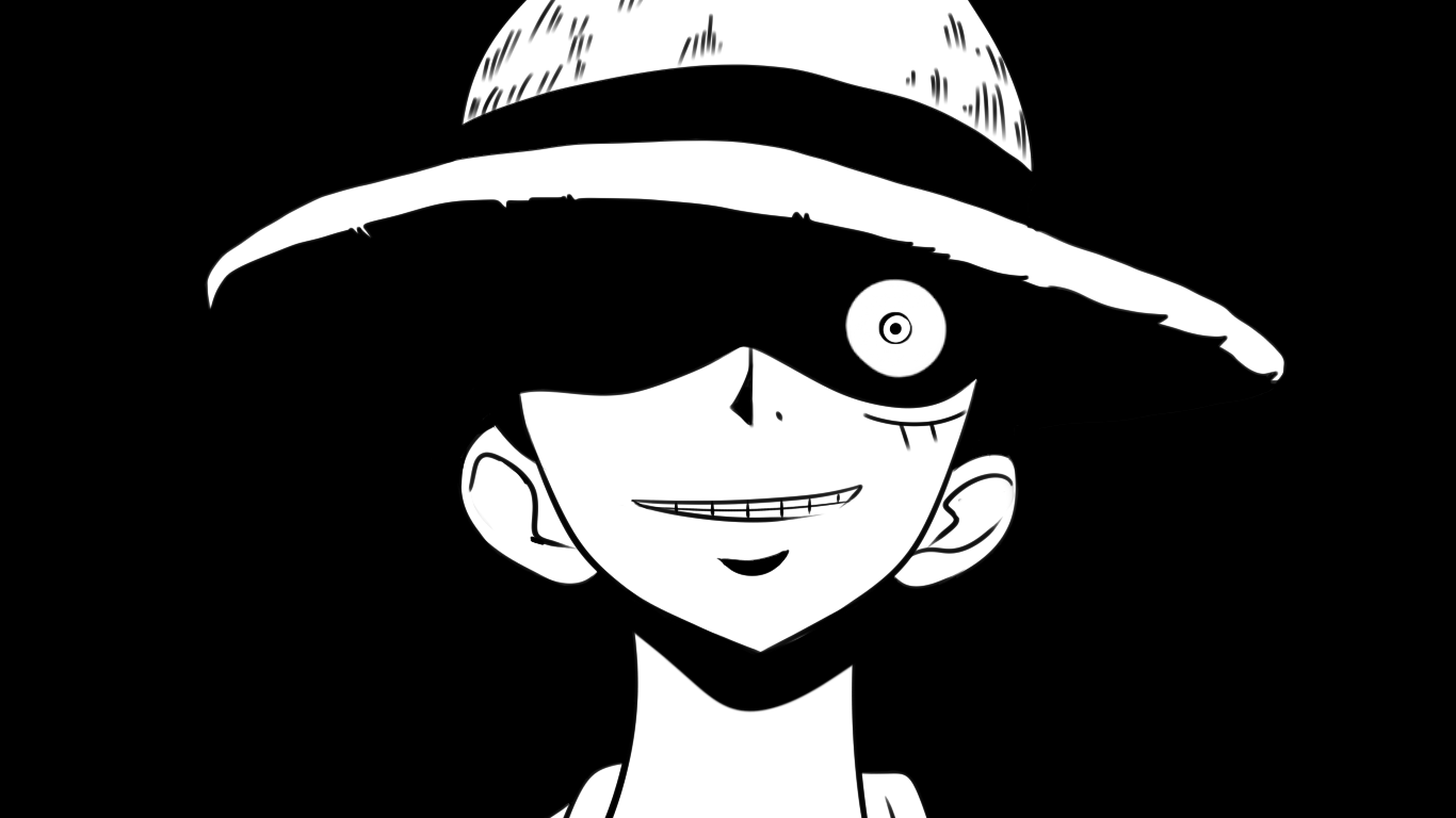 1366x768 Luffy Black And White Wallpaper