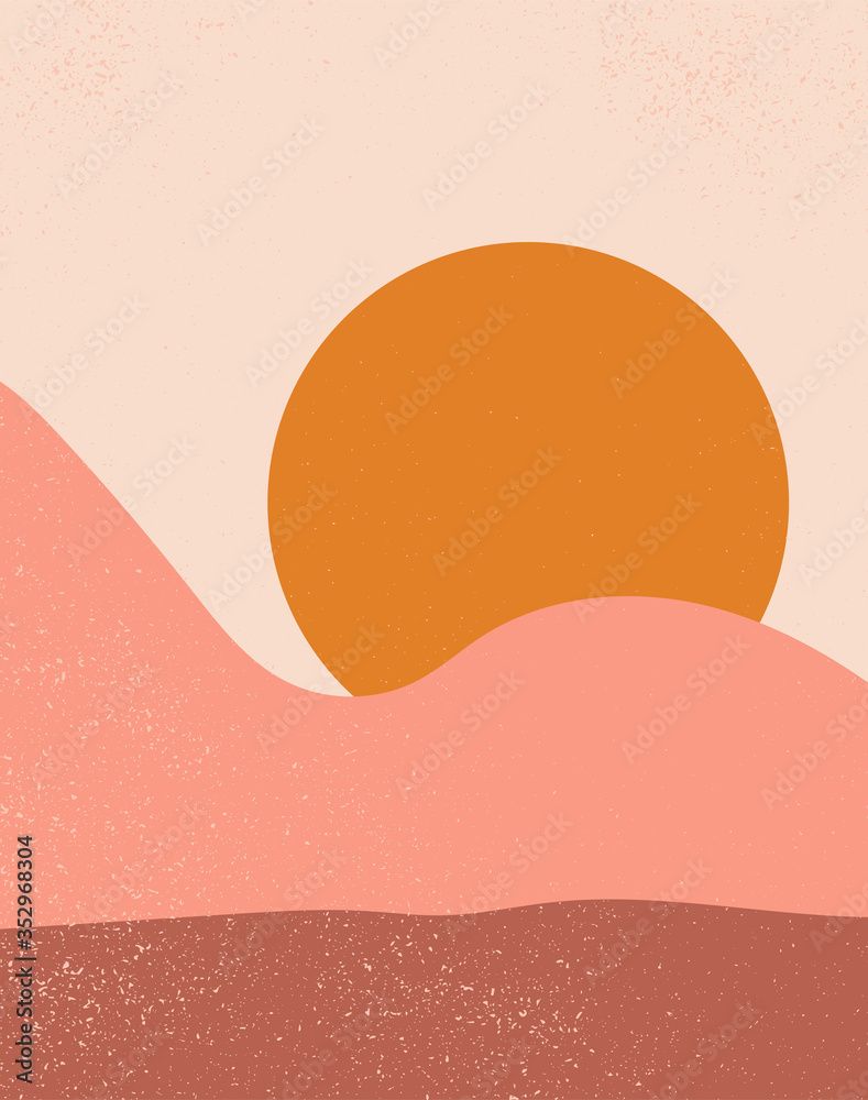 789x1000 Photography Poster Abstract contemporary aesthetic background with landscape, desert, mountains, Sun