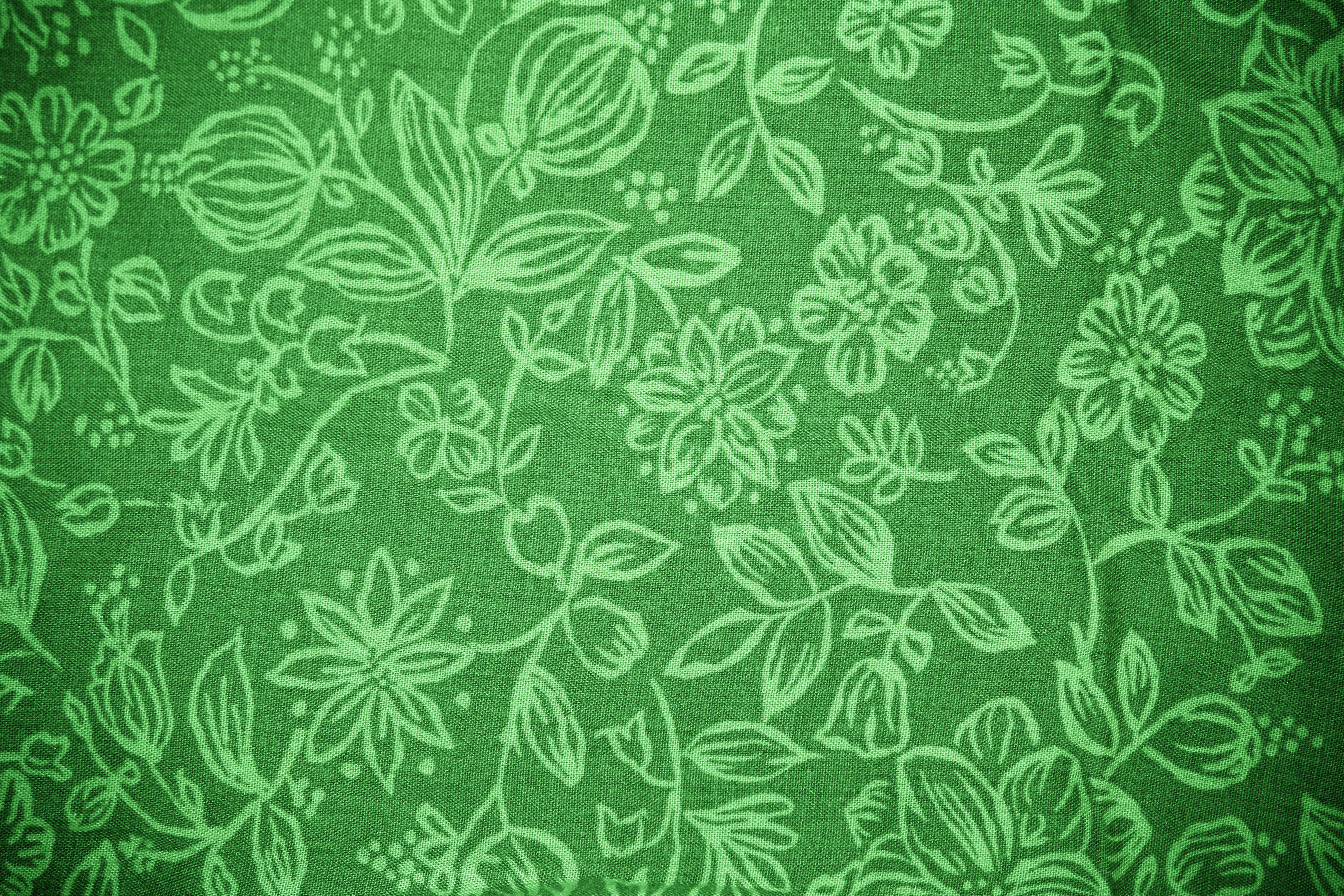 3888x2592 Green Fabric with Floral Pattern Texture