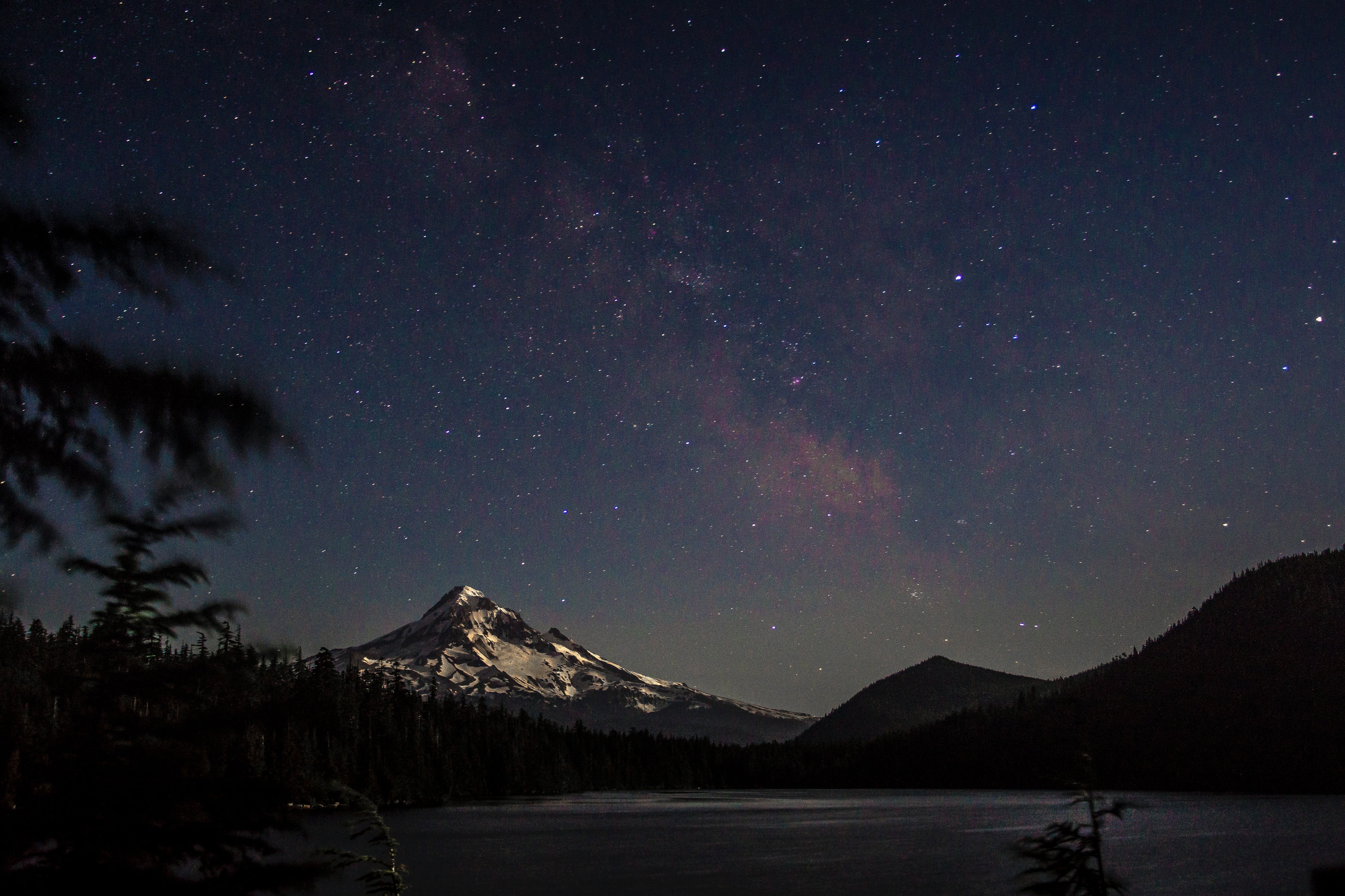 4505x3003 White and black mountainm, mountains, night, starry night, landscape HD wallpaper