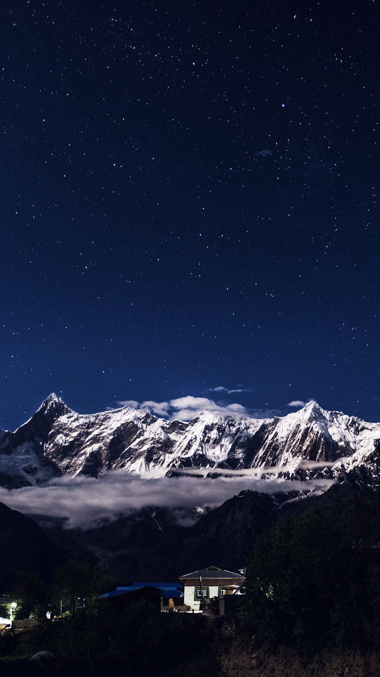 1242x2208 Night Mountain Blue Sky Space Star Dark iPhone Wallpaper