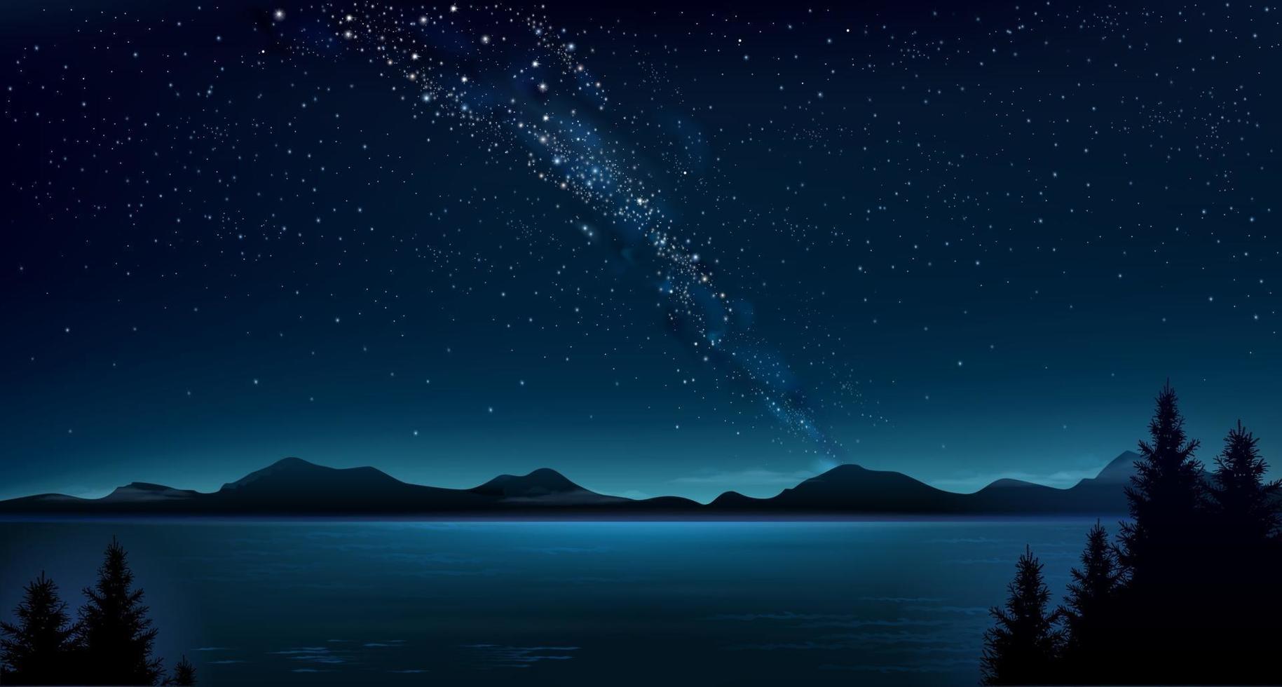 1829x980 Night mountain landscape and the Milky Way