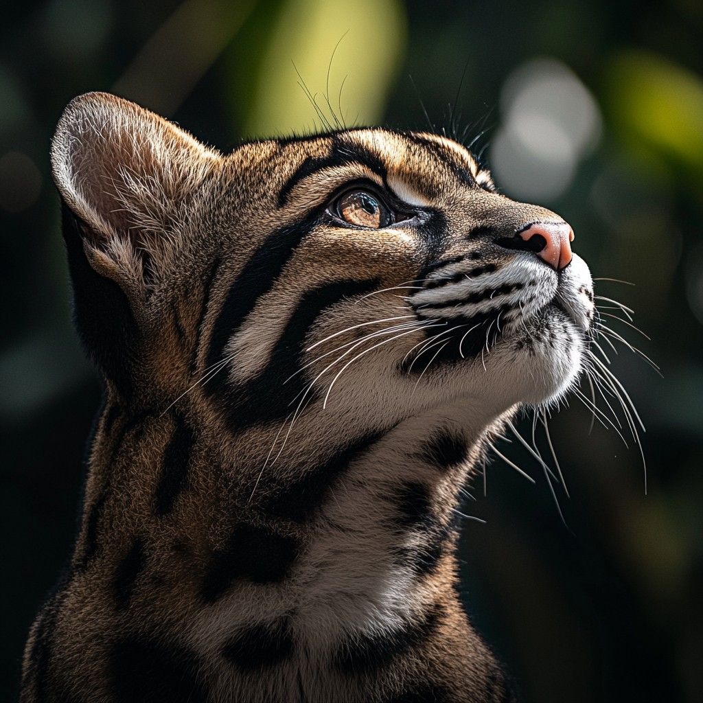 1024x1024 Free Ocelot gazing upward Image, Wildlife, Nature