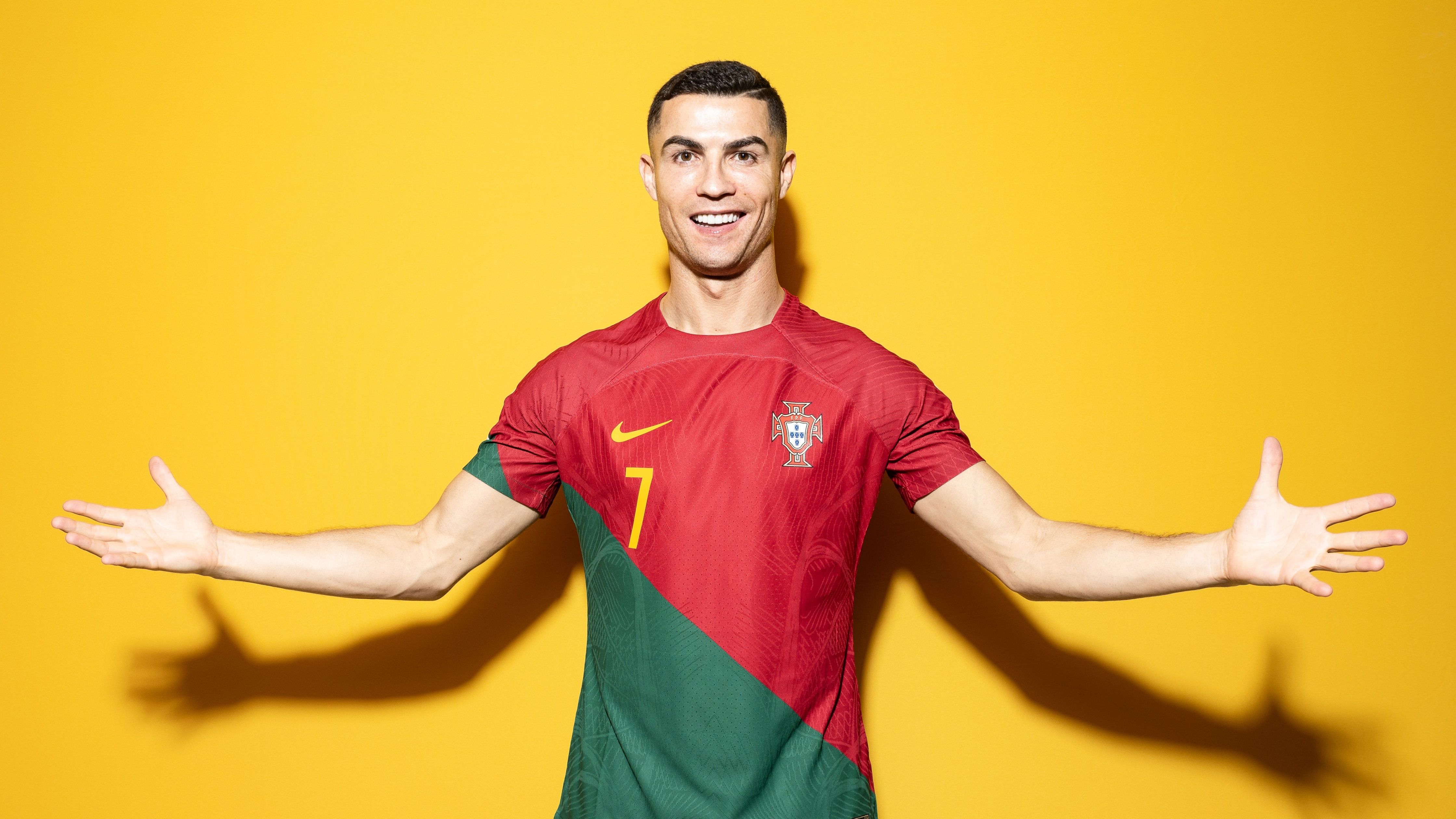 4480x2520 Cristiano Ronaldo Wallpaper 4K, Yellow background
