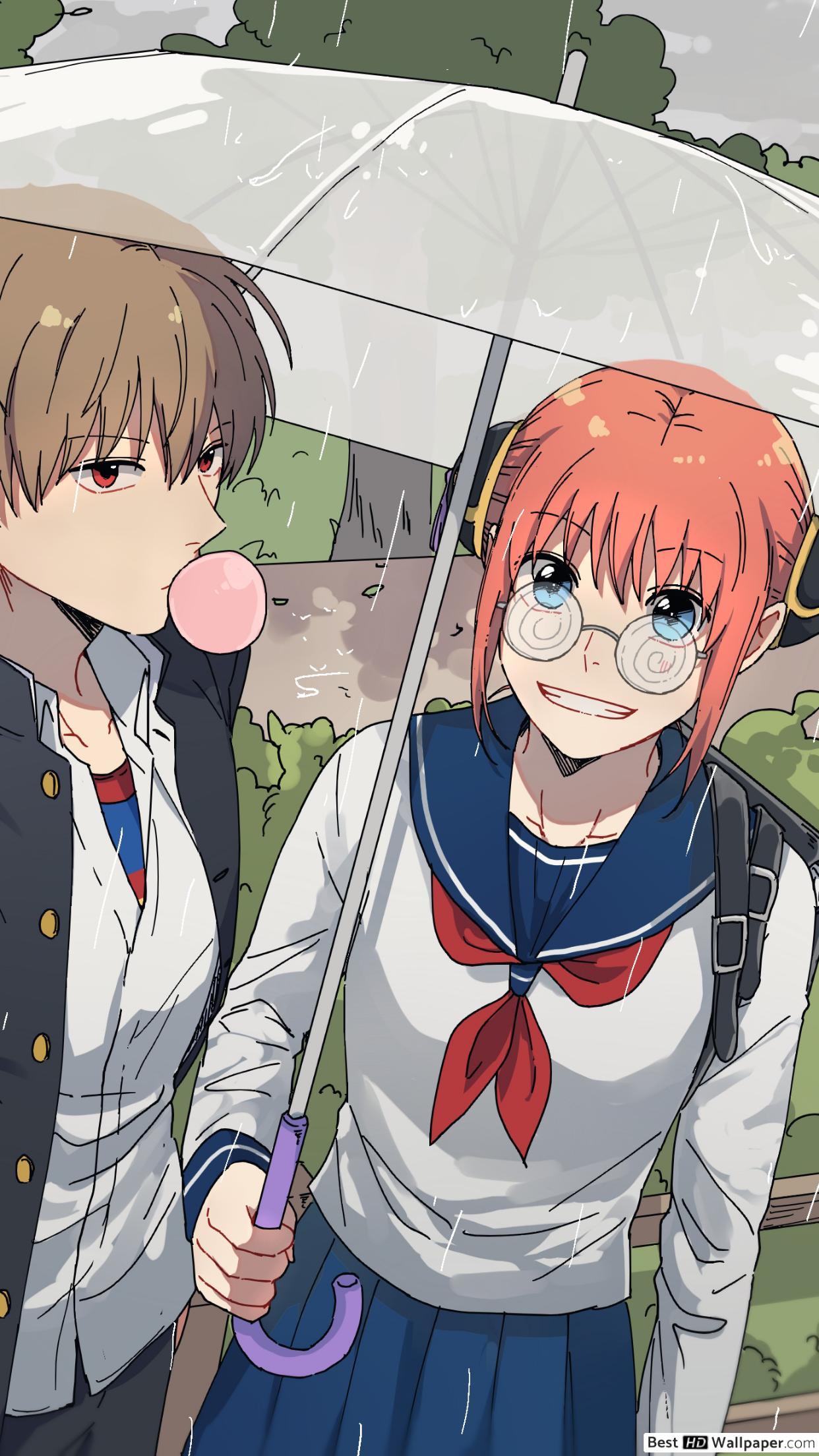 1242x2208 Gintama Sougo & Kagura HD wallpaper download